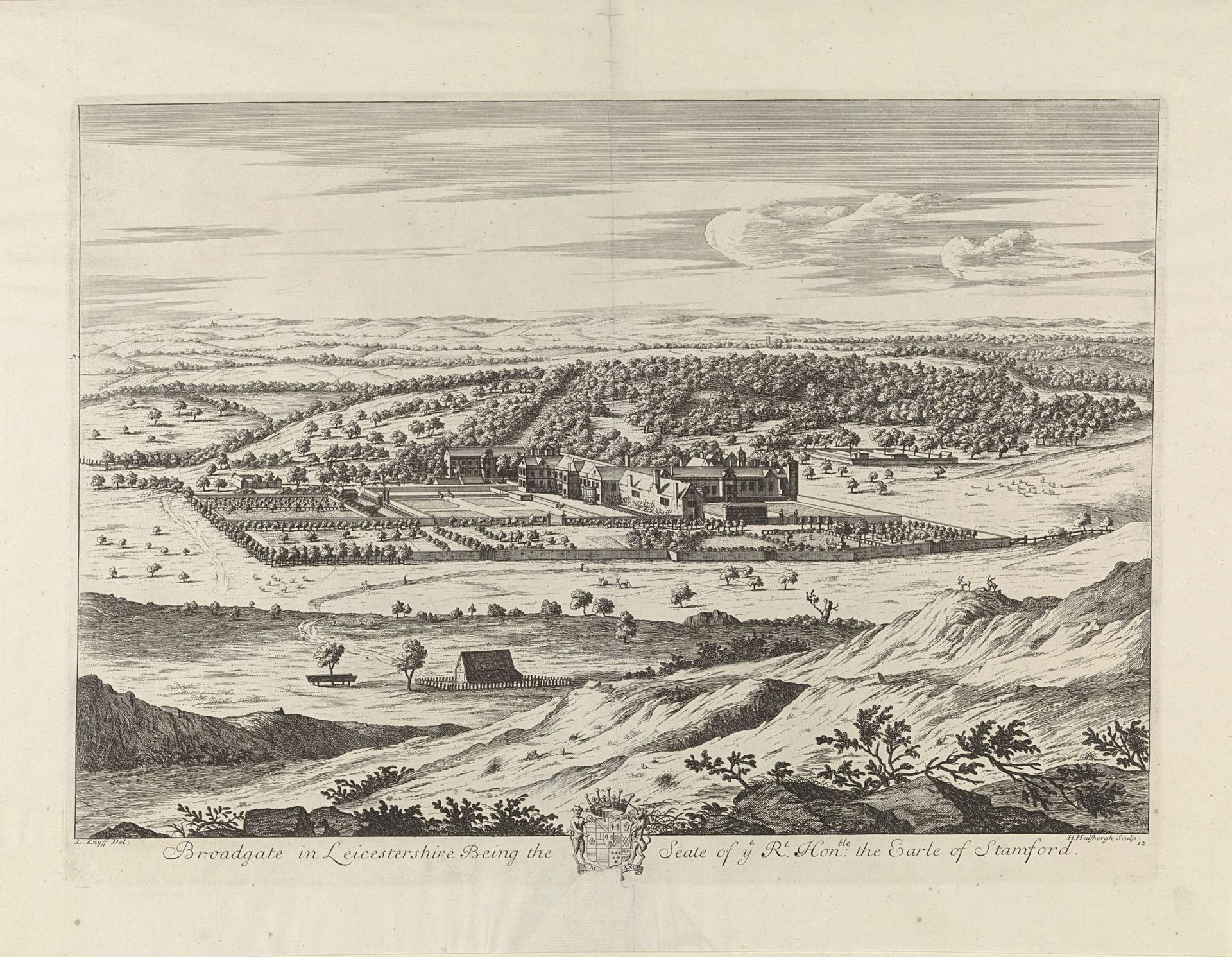 Gezicht op het landgoed Bradgate in Leichestershire by Hendrick Hulsbergh