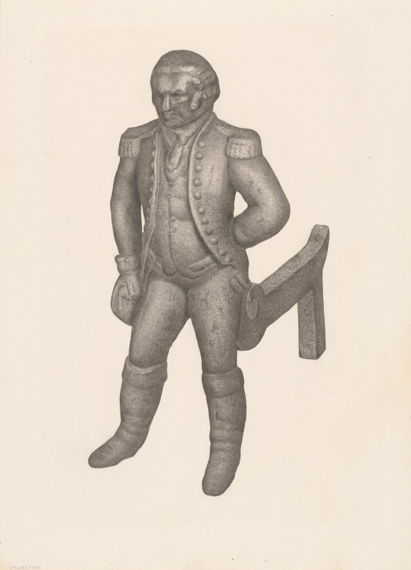 Cast Iron Andiron by Milton Grubstein