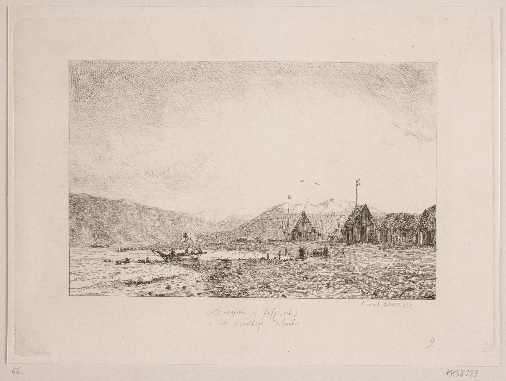 Akreÿri (Sefjord) på Island by Emanuel Larsen