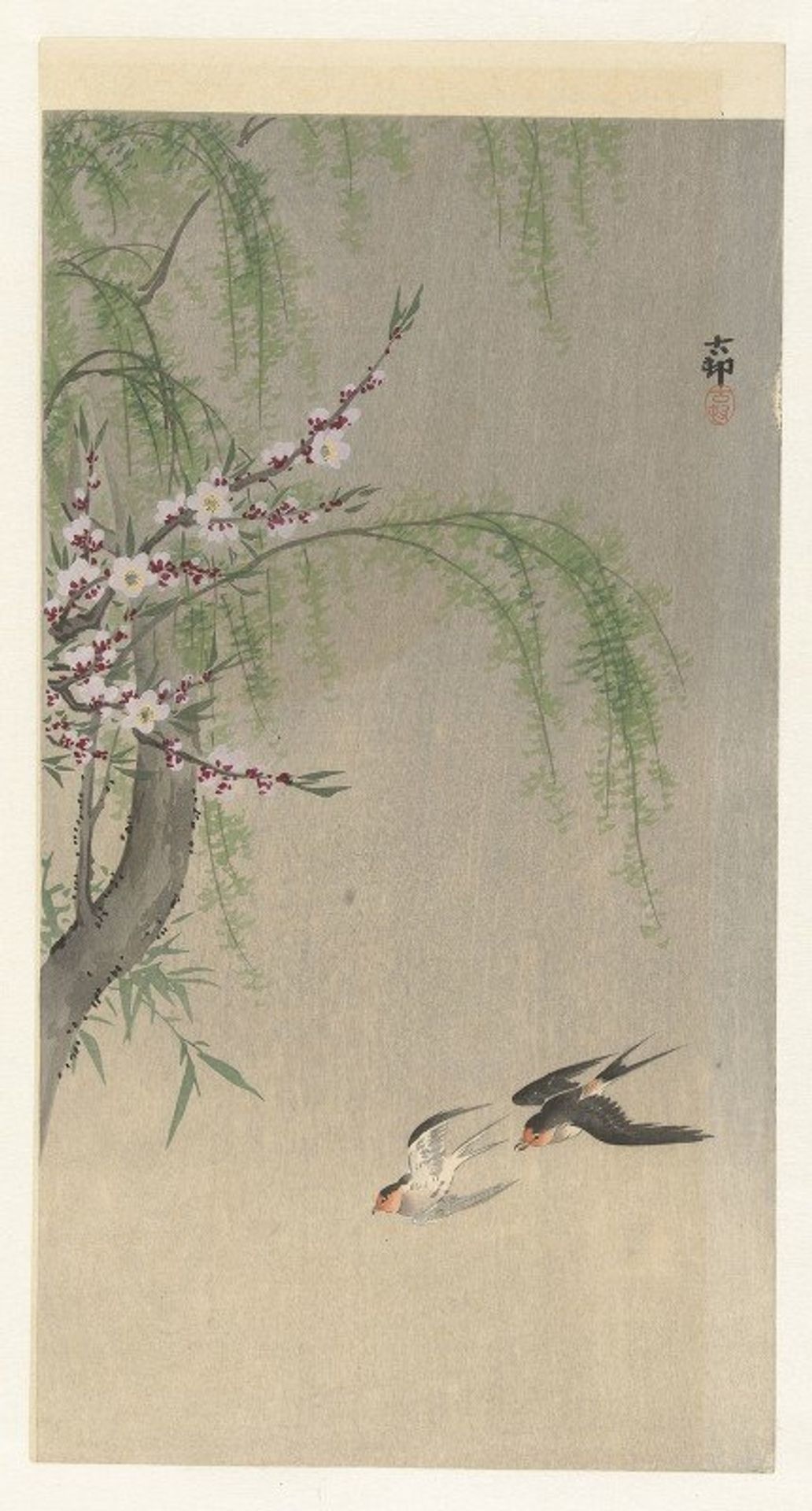 Swallows in flight by Ohara Koson