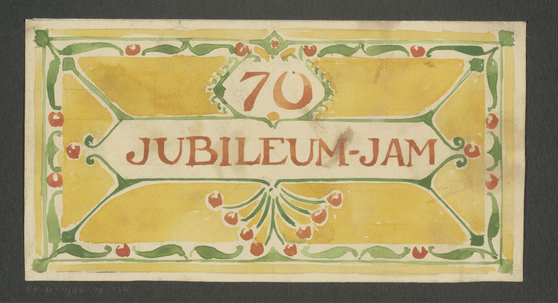Ontwerp voor een etiket voor jublileumjam by Reinier Willem Petrus de (1874-1952) Vries