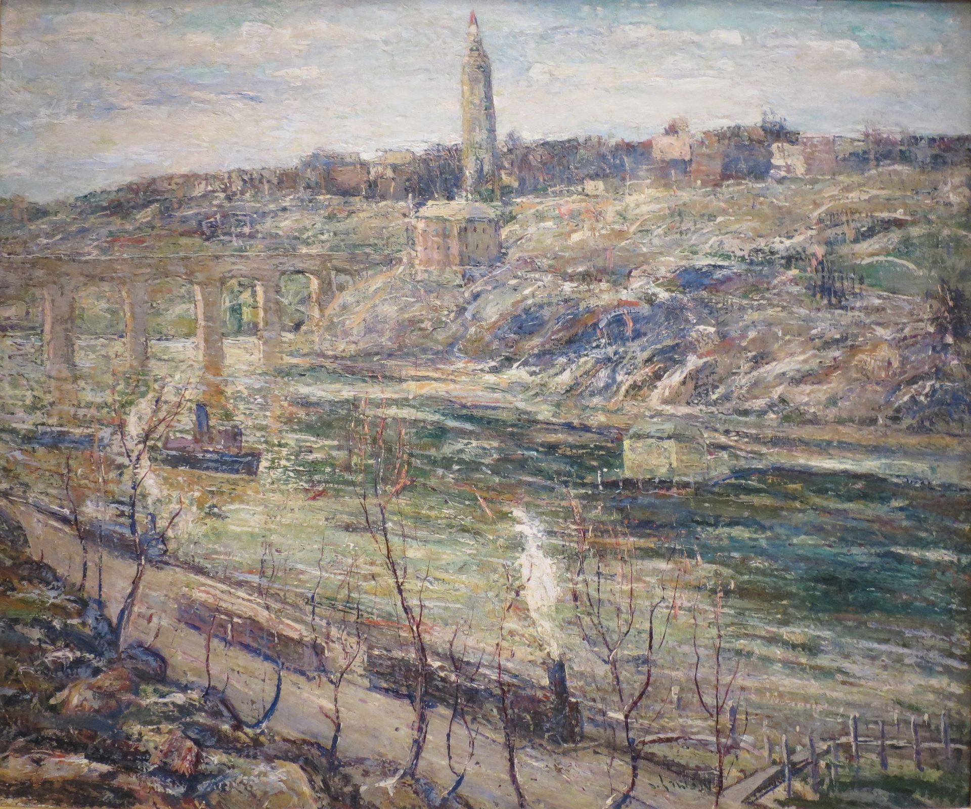 Harlem River at High Bridge by Ernest Lawson