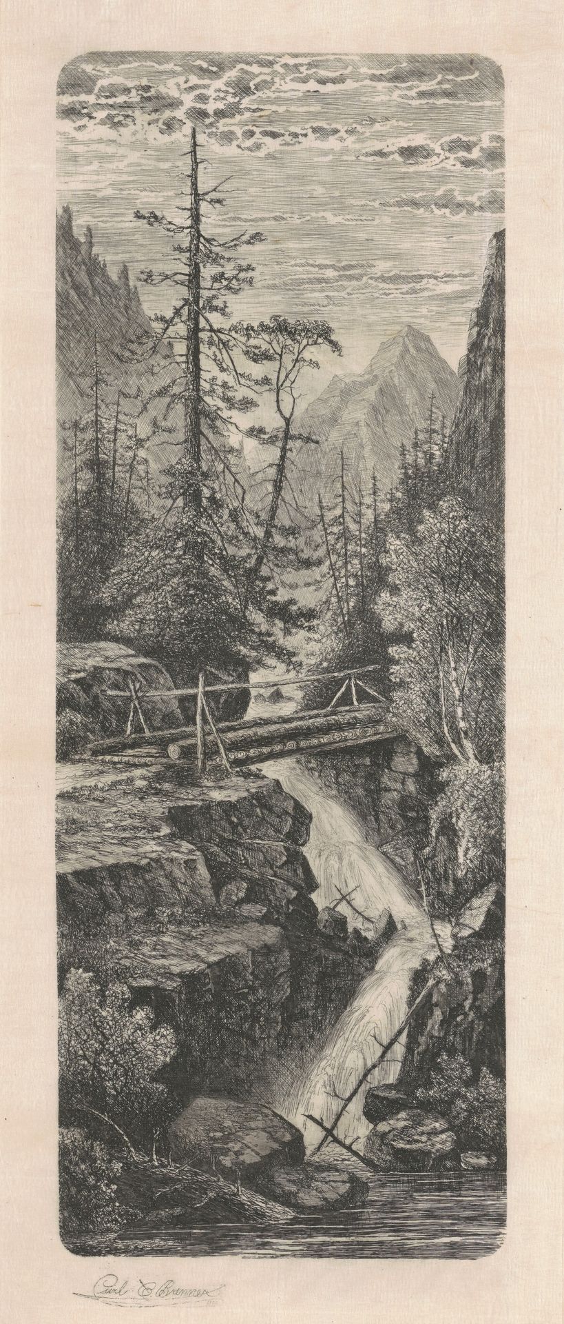 Waterfall, Rocky Mountains by Carl C. Brenner