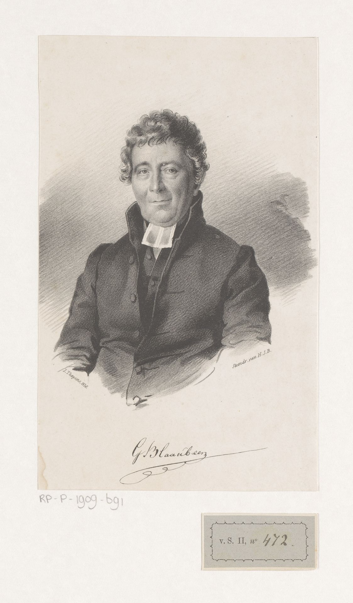 Portret van Gerardus Blaaubeen by J. Thaysens
