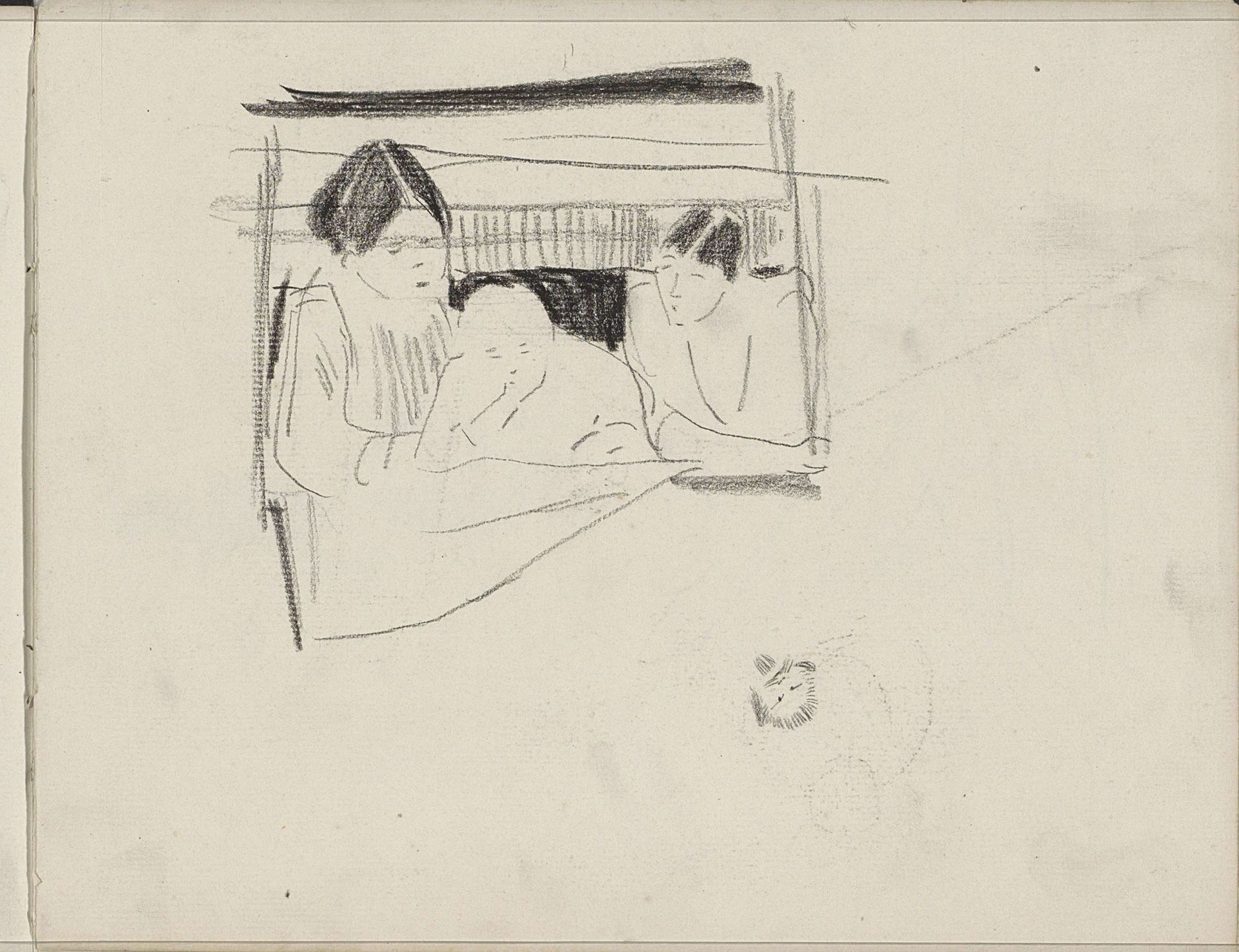 Drie lezende figuren by Carel Adolph Lion Cachet