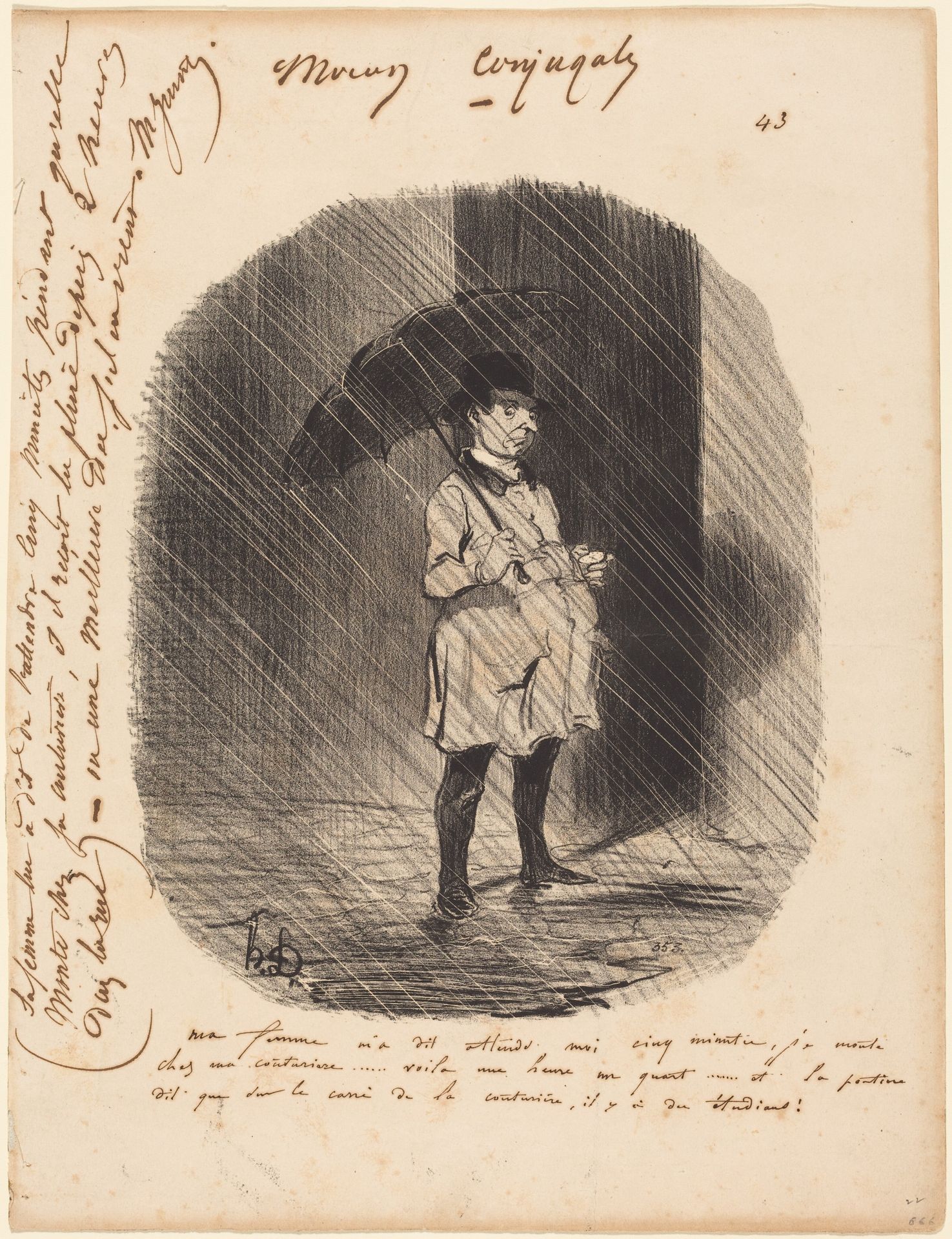 Ma femme m'a dit: attends moi cinq minutes... by Honoré Daumier