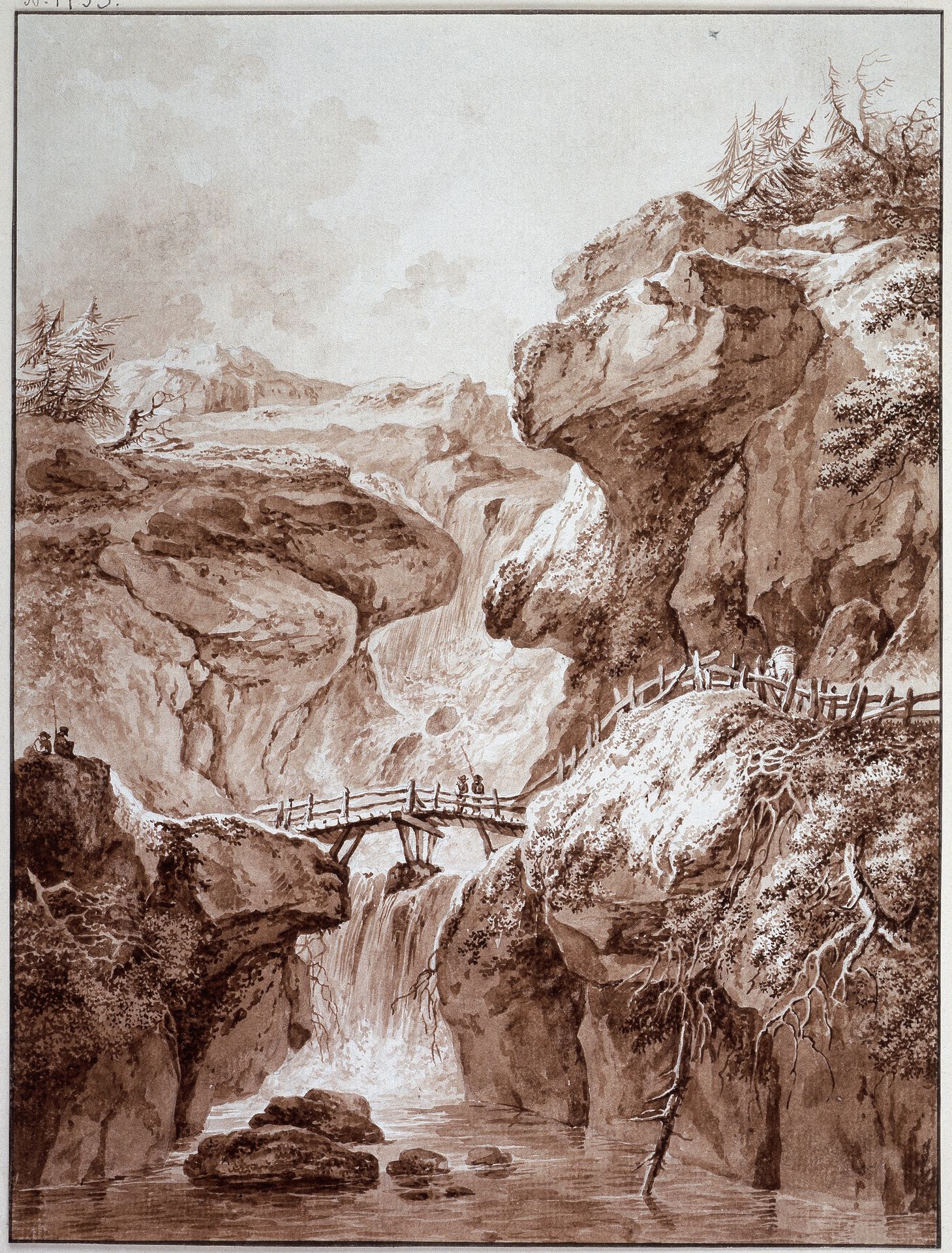 Wasserfall in einer Felsenschlucht by Heinrich Wüest
