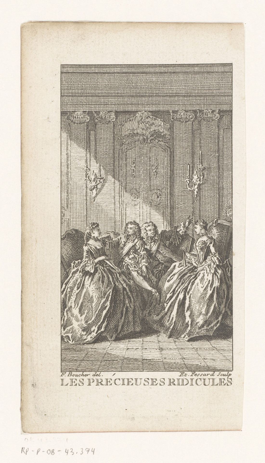 Twee koppels in een salon by Etienne Fessard