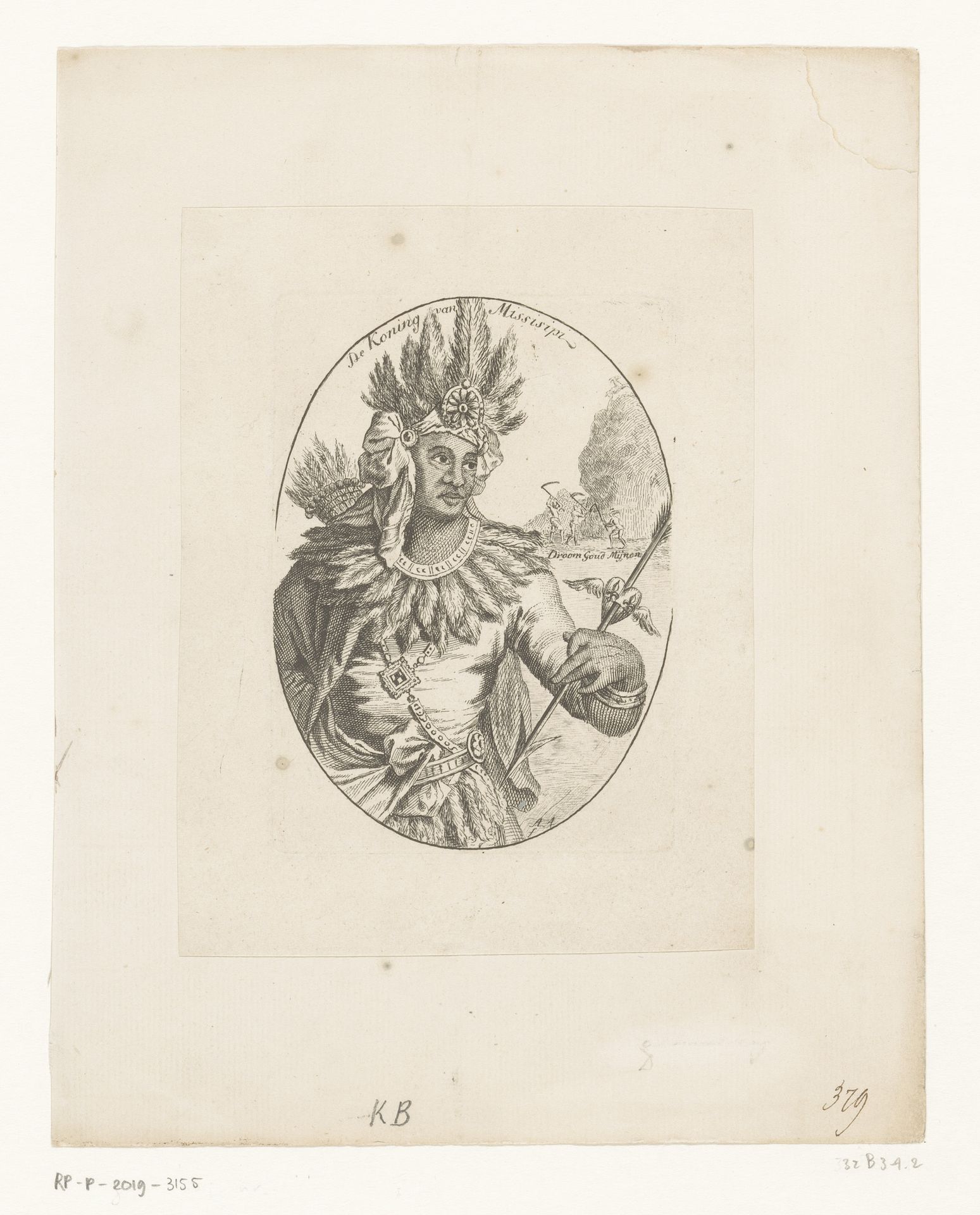 Oorspronkelijke bewoner van Mississippi met verentooi by Abraham Allard