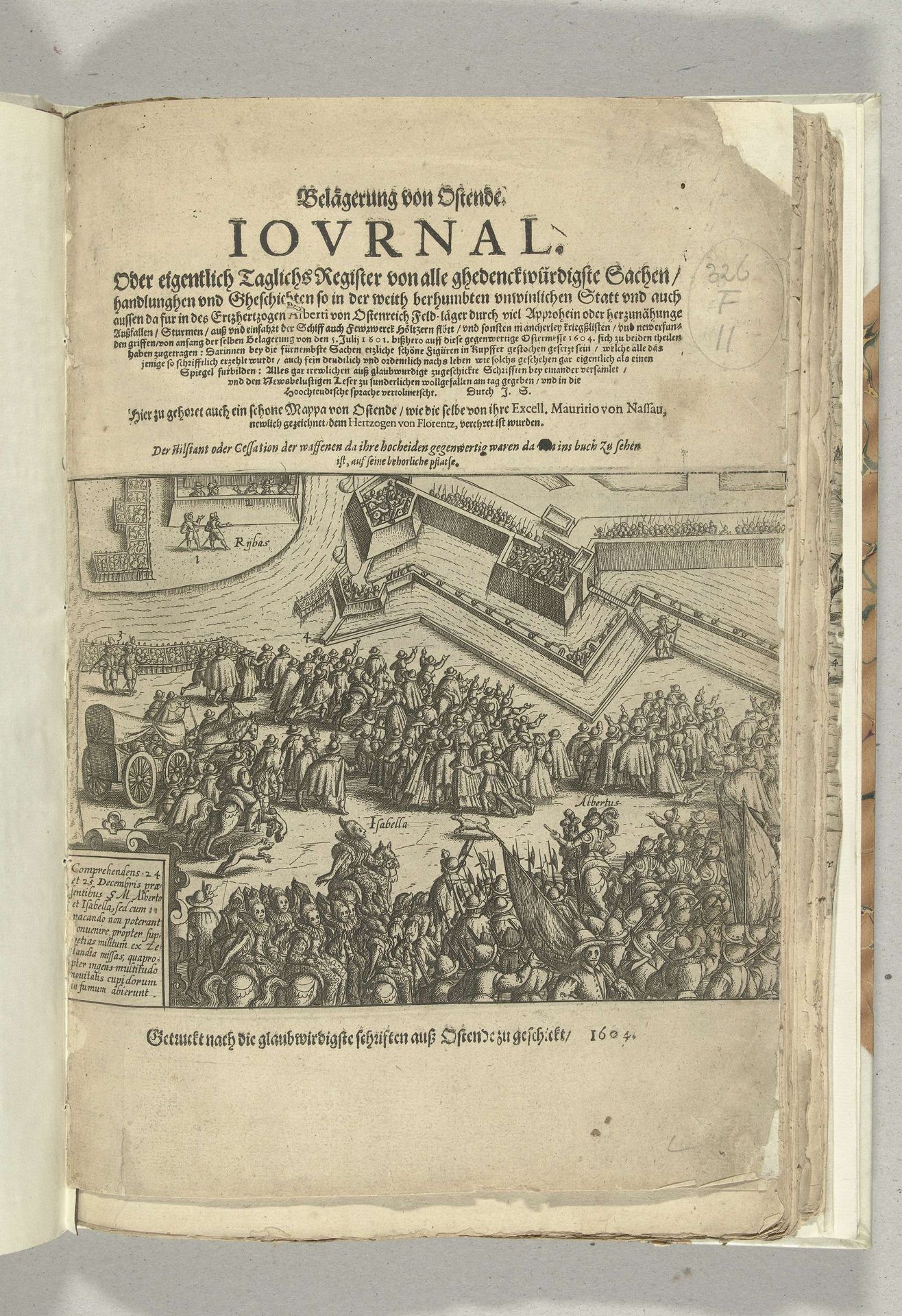 Beleg van Oostende: titelprent met de wapenstilstand op 24-25 december 1601 by Anonymous