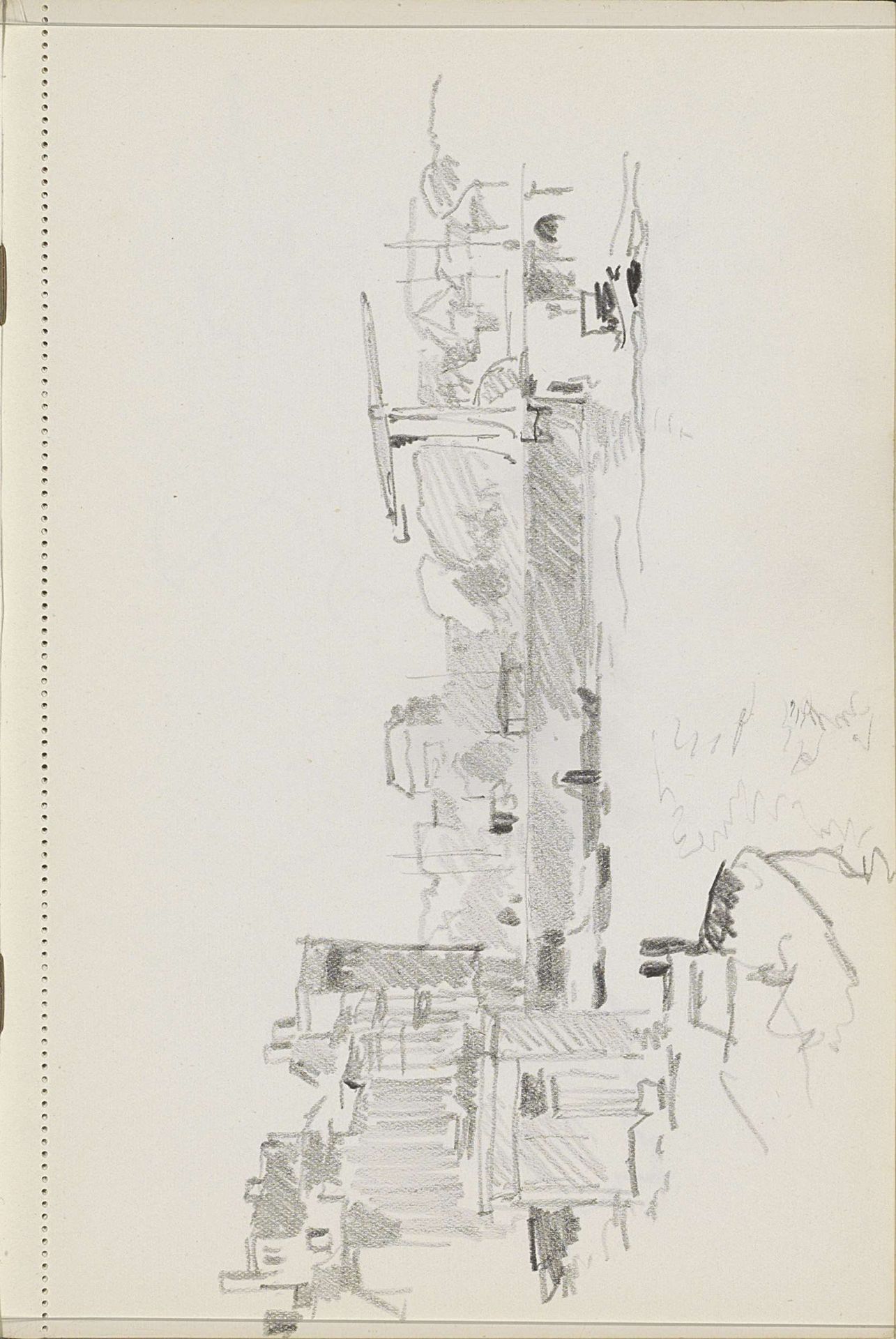 Ophaalbrug over een kanaal in een stad by Cornelis Vreedenburgh