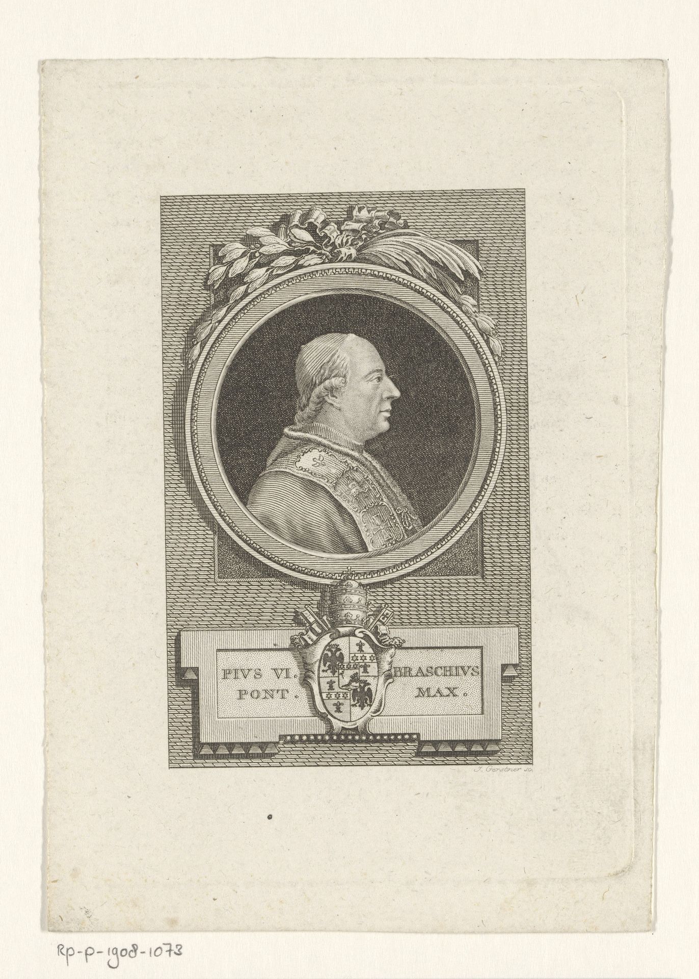 Portret van paus Pius VI by Joseph Gerstner