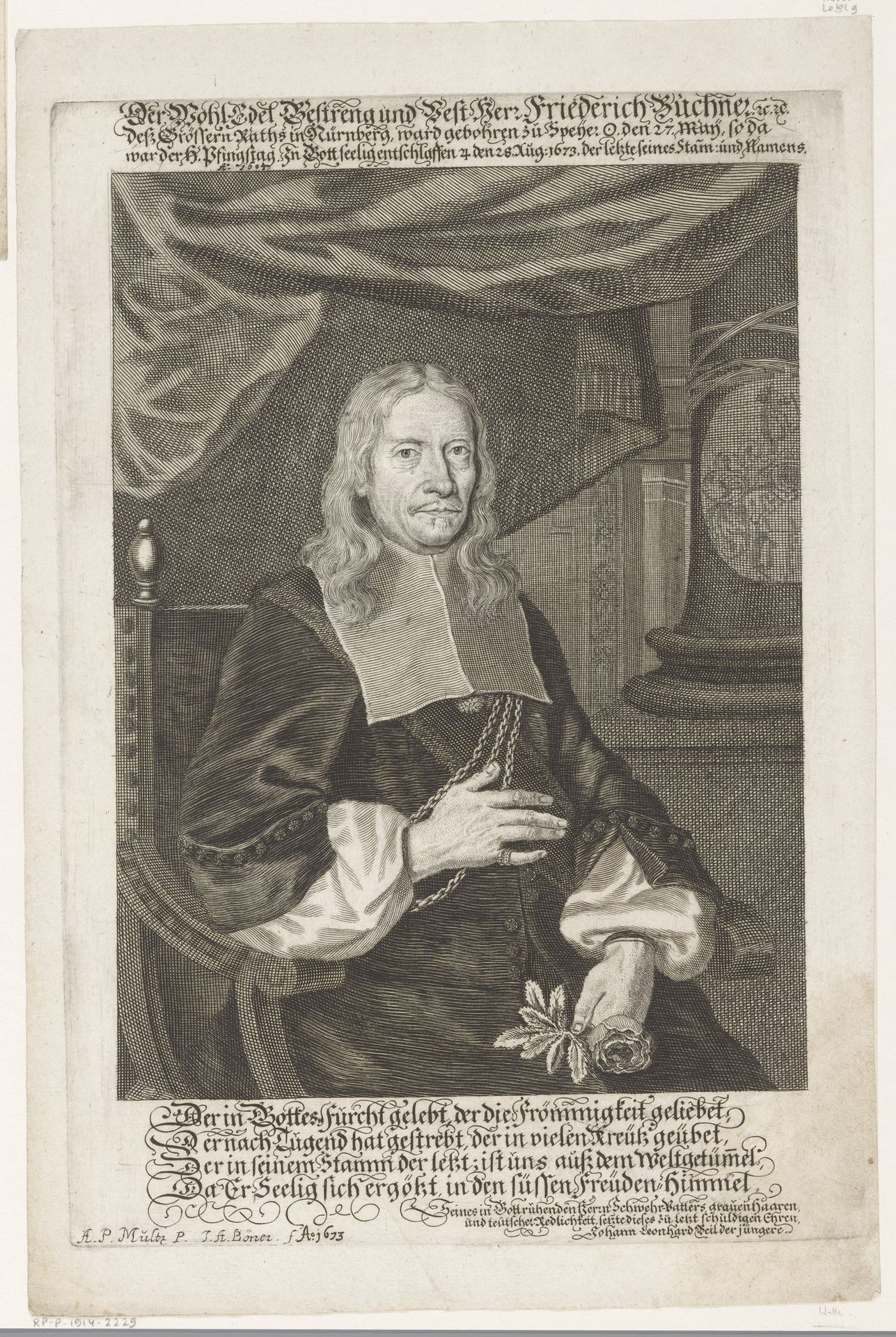 Portret van Friedrich I Buchner by Johann Alexander Böner