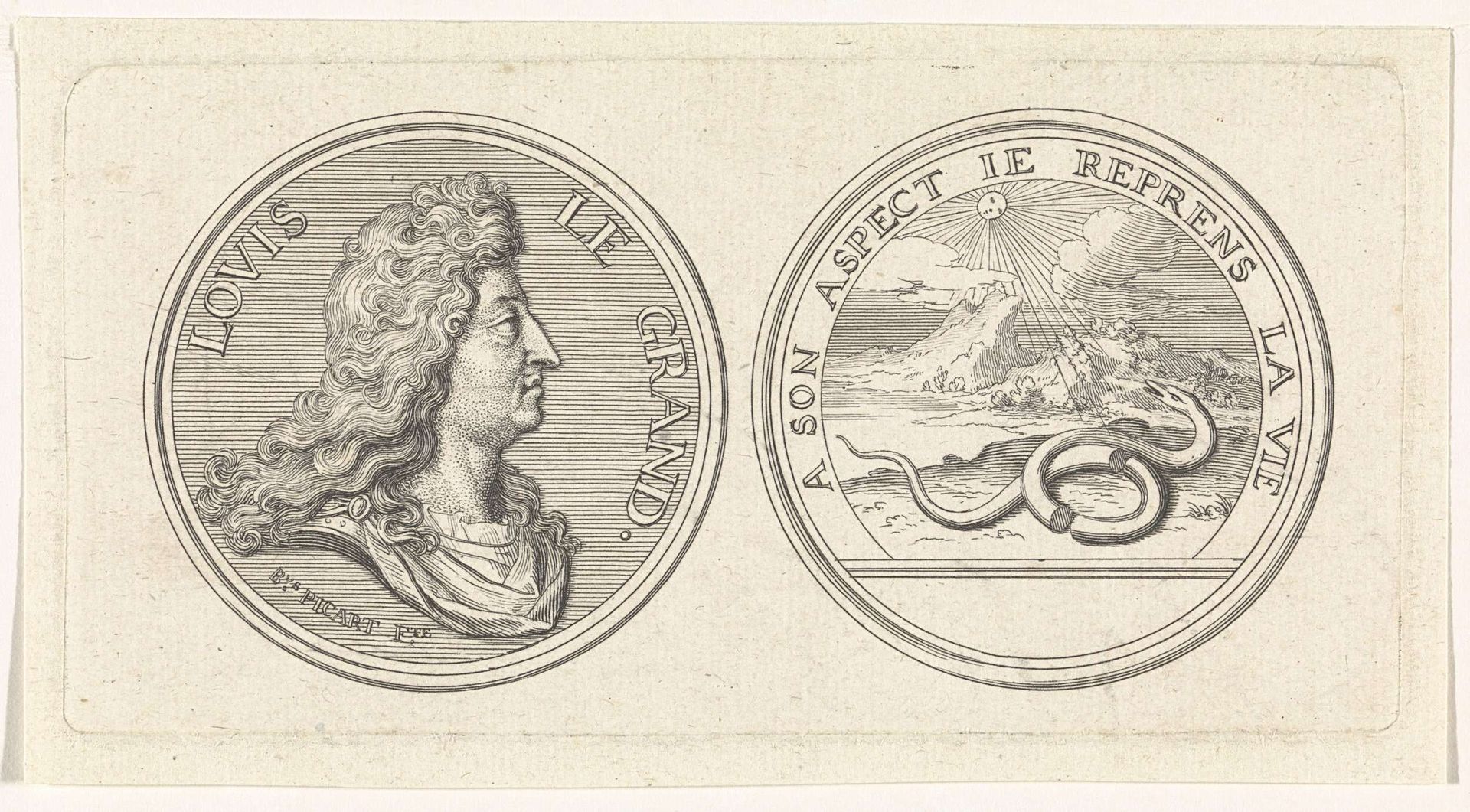 Penning met het portret van Lodewijk XIV (kleine variant) by Bernard Picart