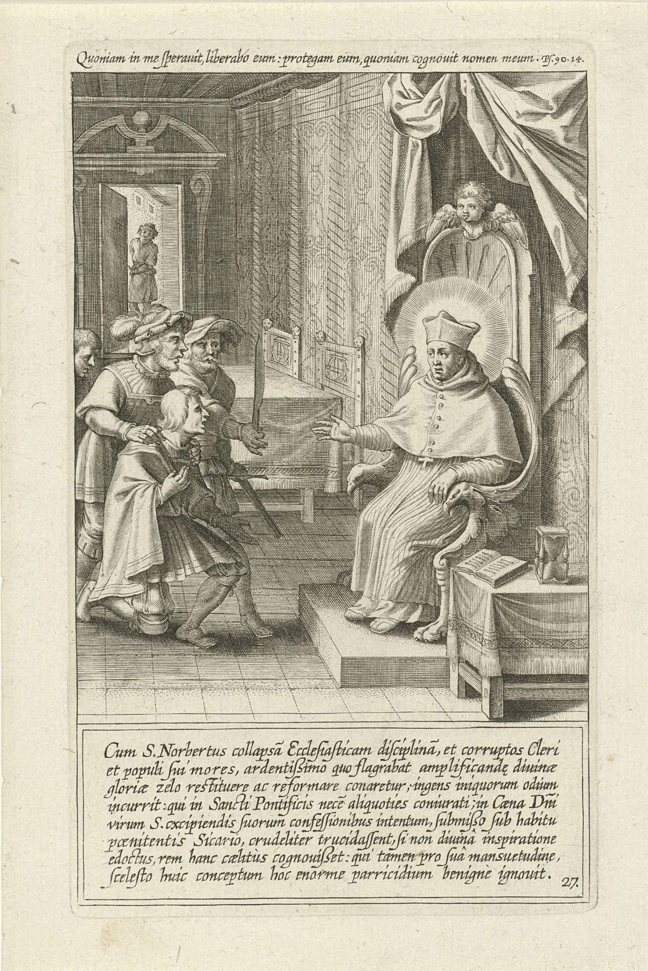 Moordaanslag op de heilige Norbertus wordt verijdeld by Cornelis Galle I