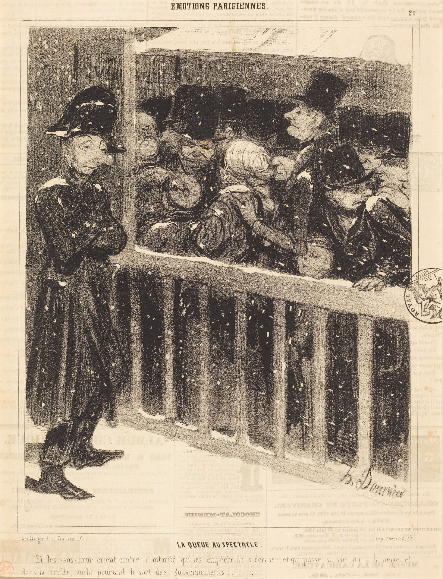 La Queue au spectacle by Honoré Daumier