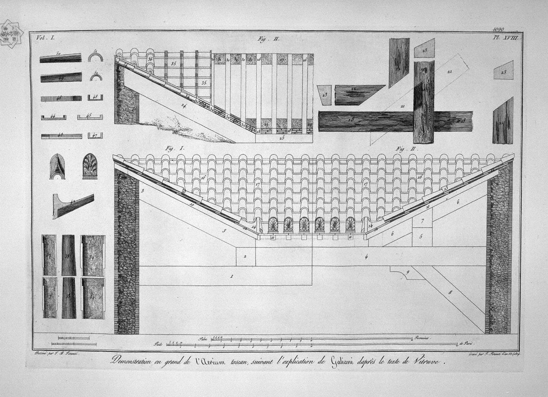 Plan of Tuscan atrium of the Cavedio house by Giovanni Battista Piranesi