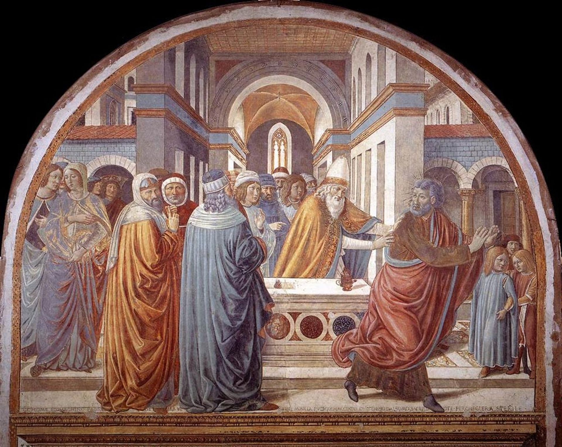 Tabernacle of the Visitation: Expultion of Joachim from the Temple by Benozzo Gozzoli