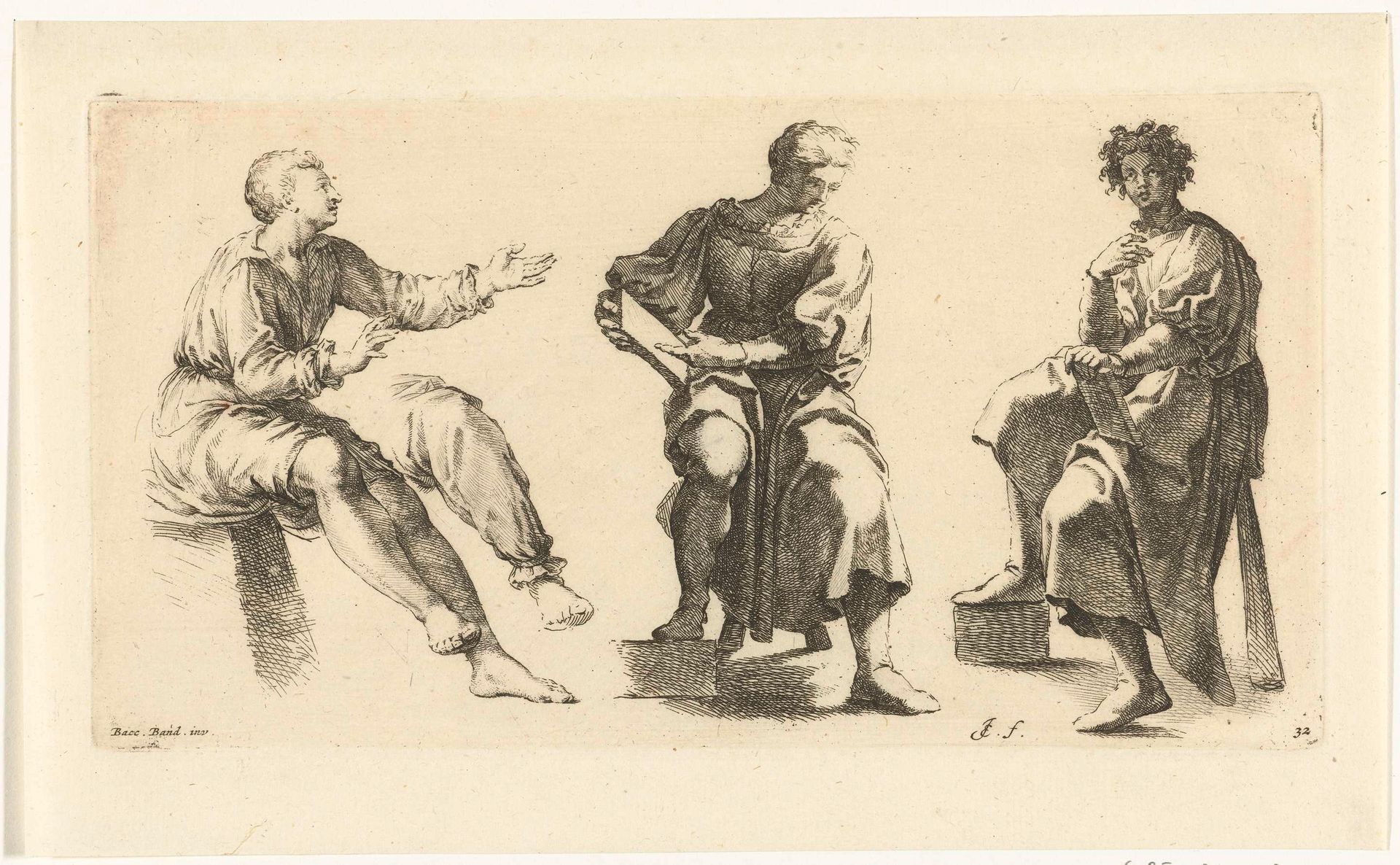 Drie zittende mannen by Jan de Bisschop