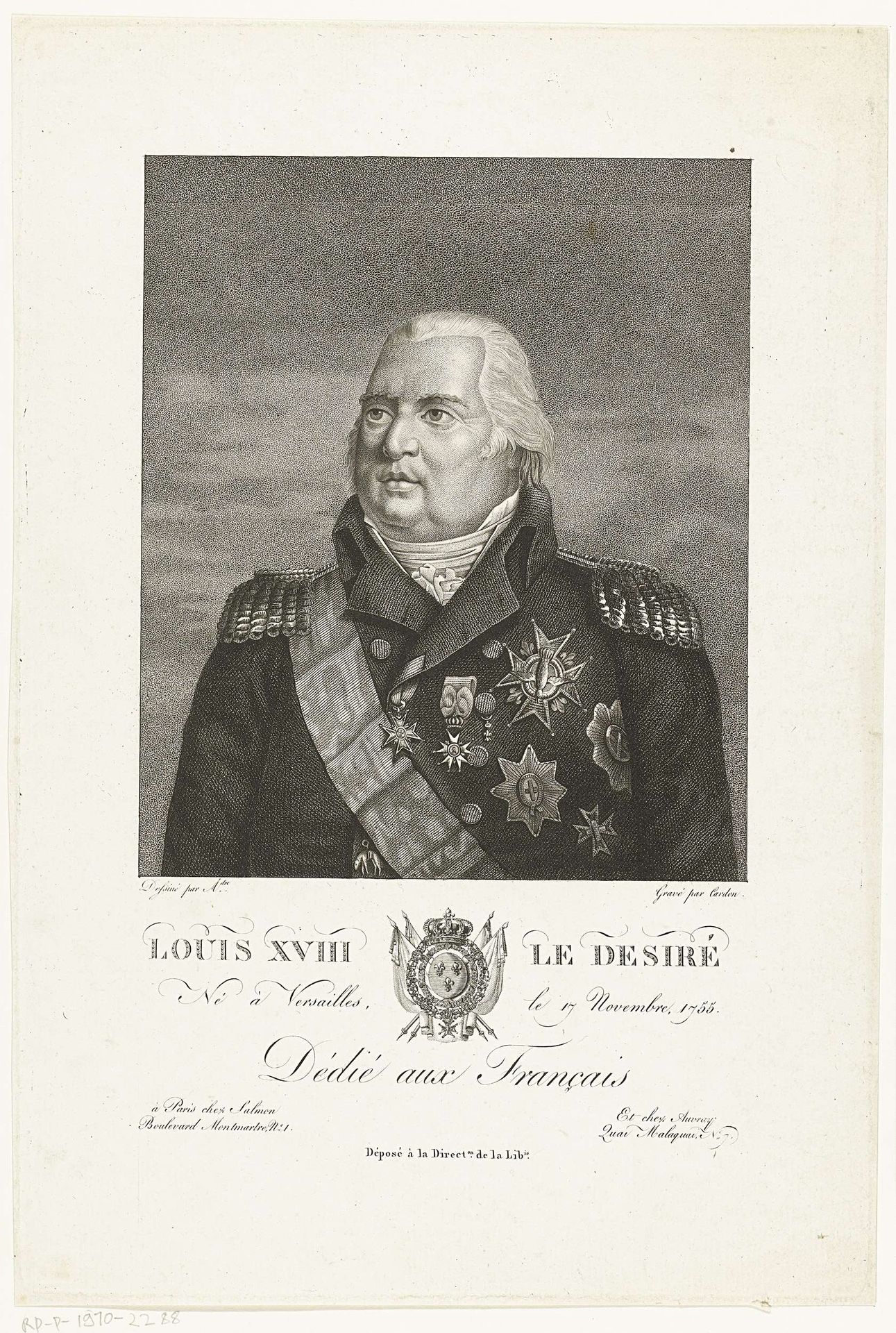 Portret van Lodewijk XVIII Koning van Frankrijk by Antoine Alexandre Joseph Cardon