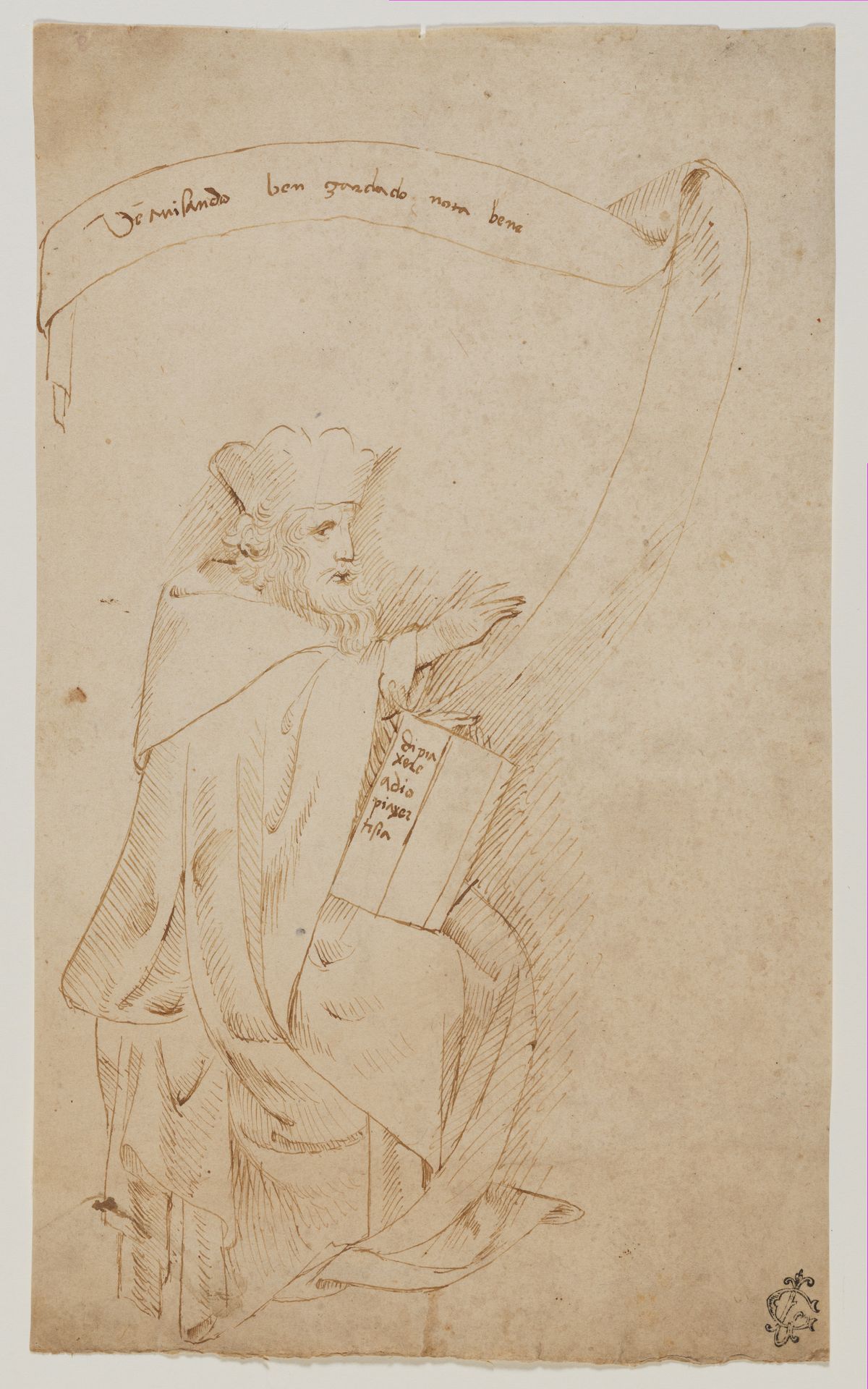 Seated Man with a Book and a Scroll by Stefano da Verona (Stefano di Giovanni d'Arbosio di Francia)