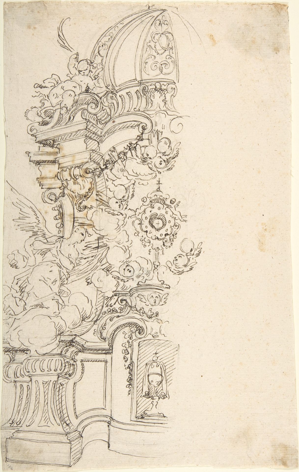 Design for One Half of an Altar, with an Angel (of the Annunciation) at the left by Anonymous