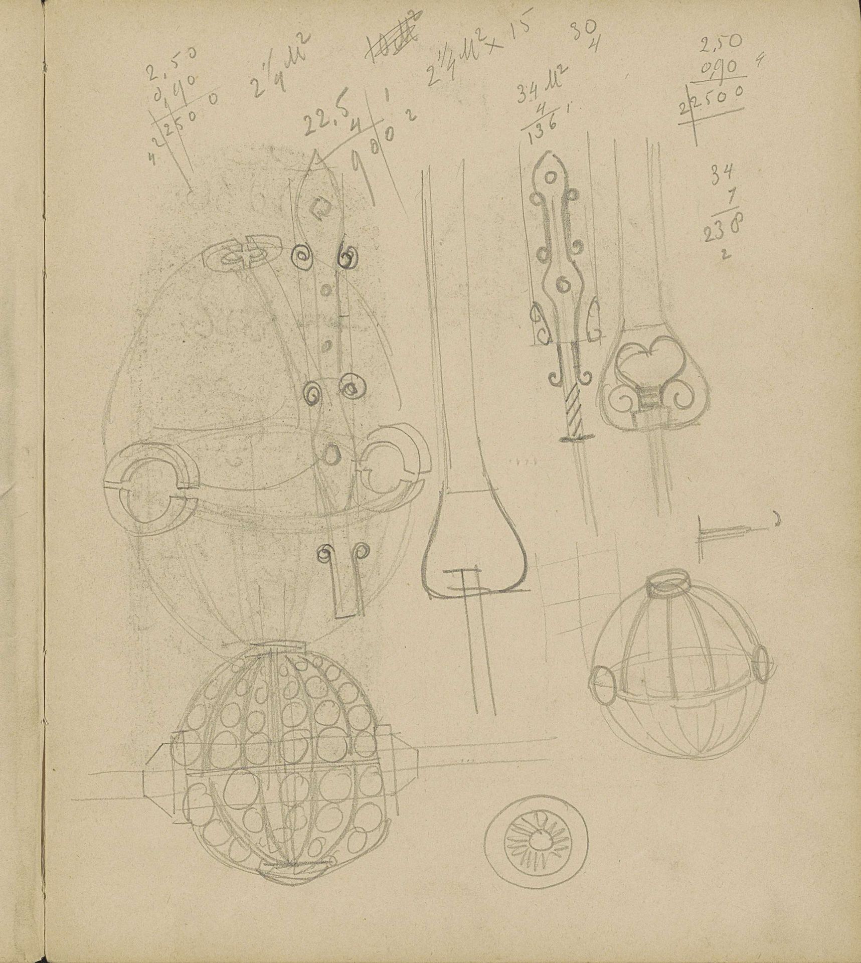 Ontwerpen voor lampen by Carel Adolph Lion Cachet
