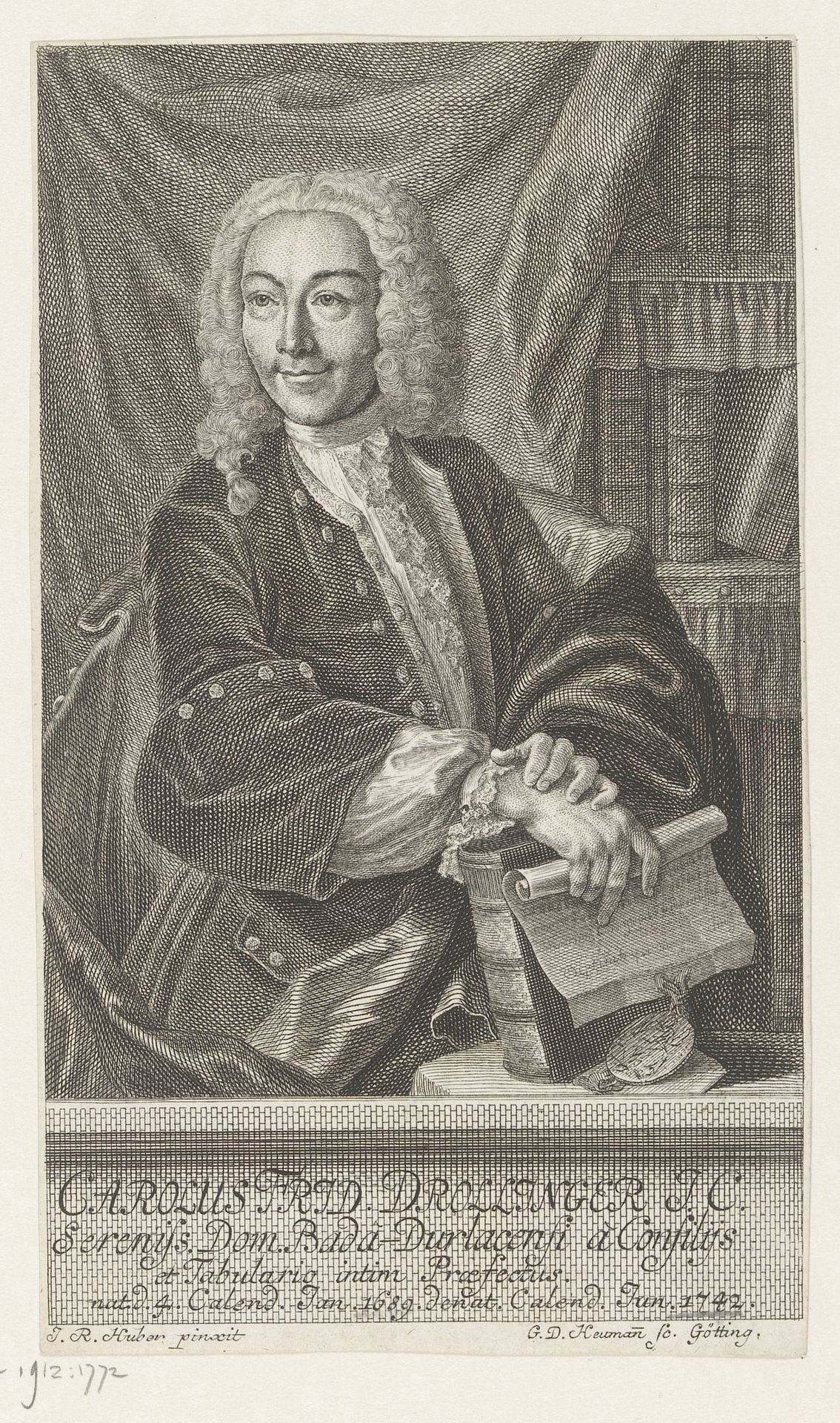 Portret van Karl Friedrich Drollinger by Georg Daniel Heumann