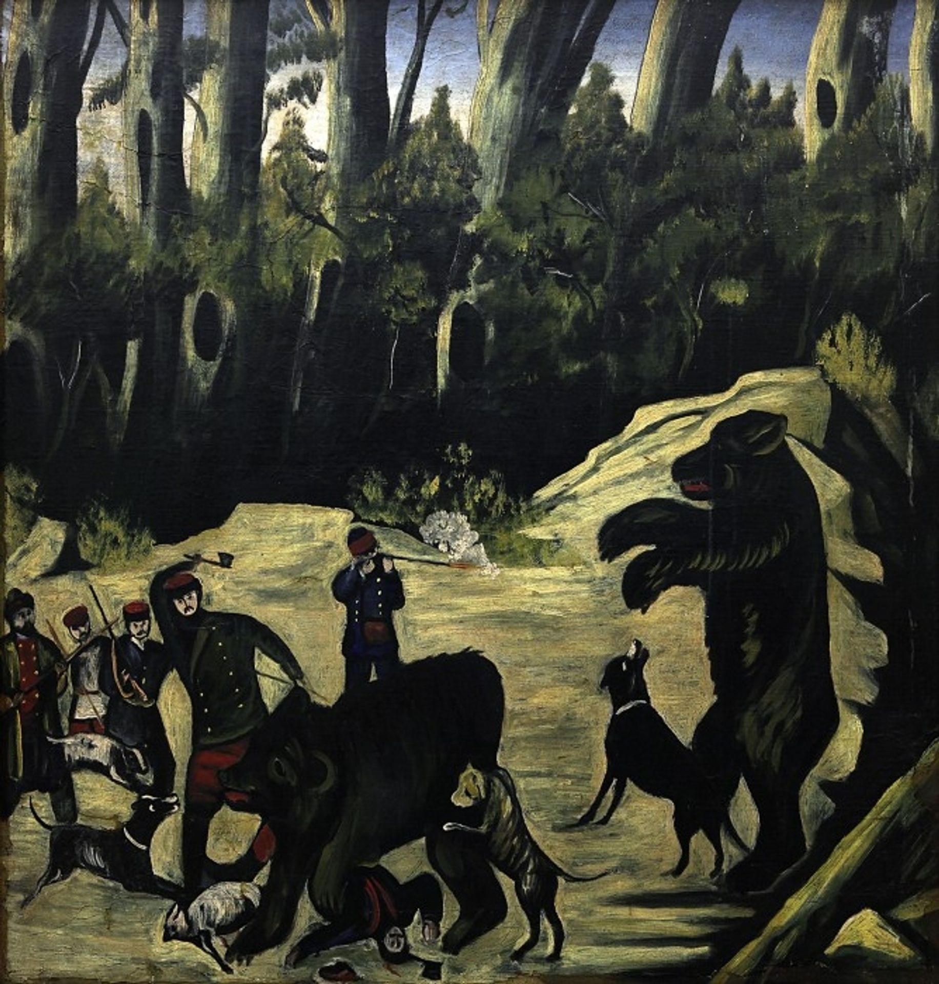 Bear hunting by Niko Pirosmani