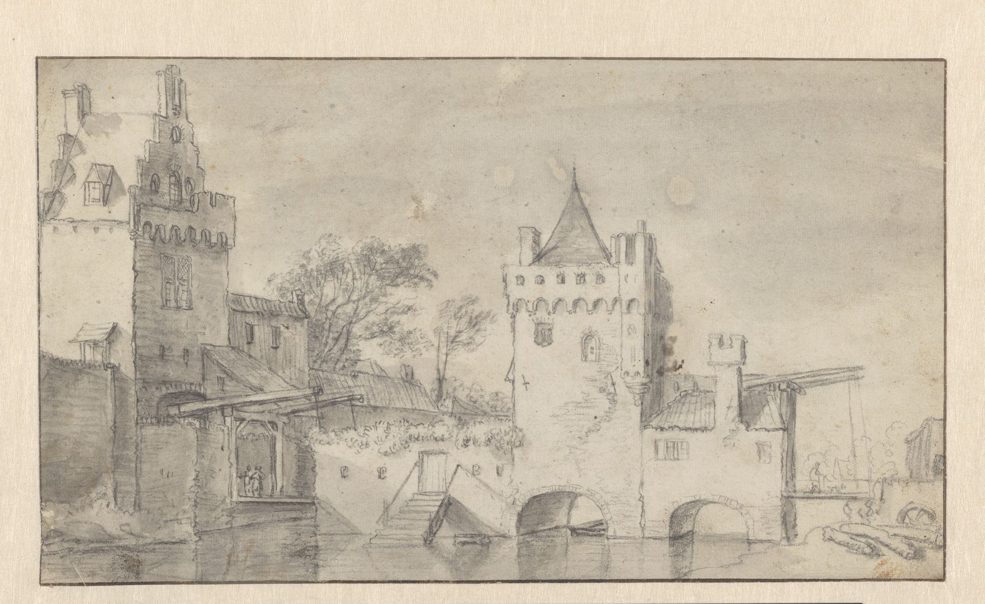 Witte Vrouwenpoort te Utrecht by Anthonie Waterloo