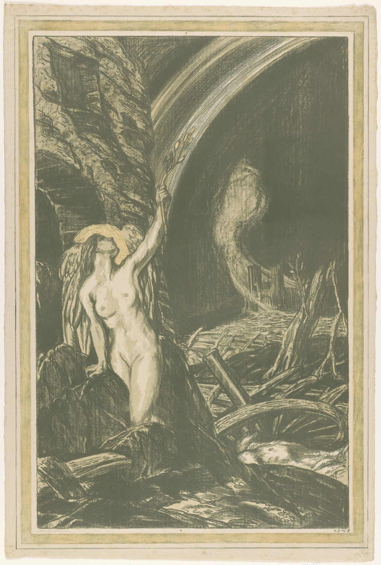 Allegorie op de wedergeboorte van kunst na de Eerste Wereldoorlog by Charles Haslewood Shannon
