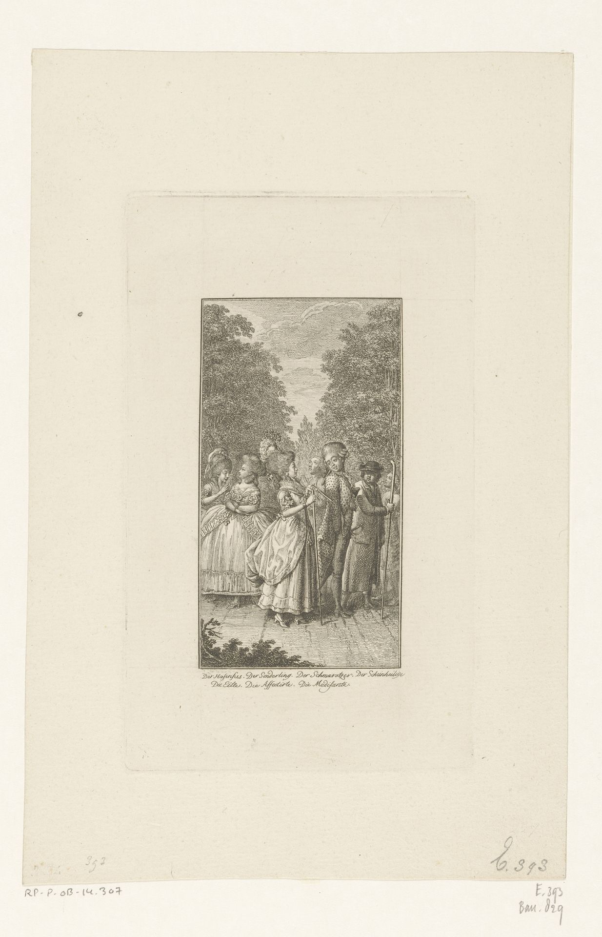 Dames en heren in modieuze kleding by Daniel Nikolaus Chodowiecki