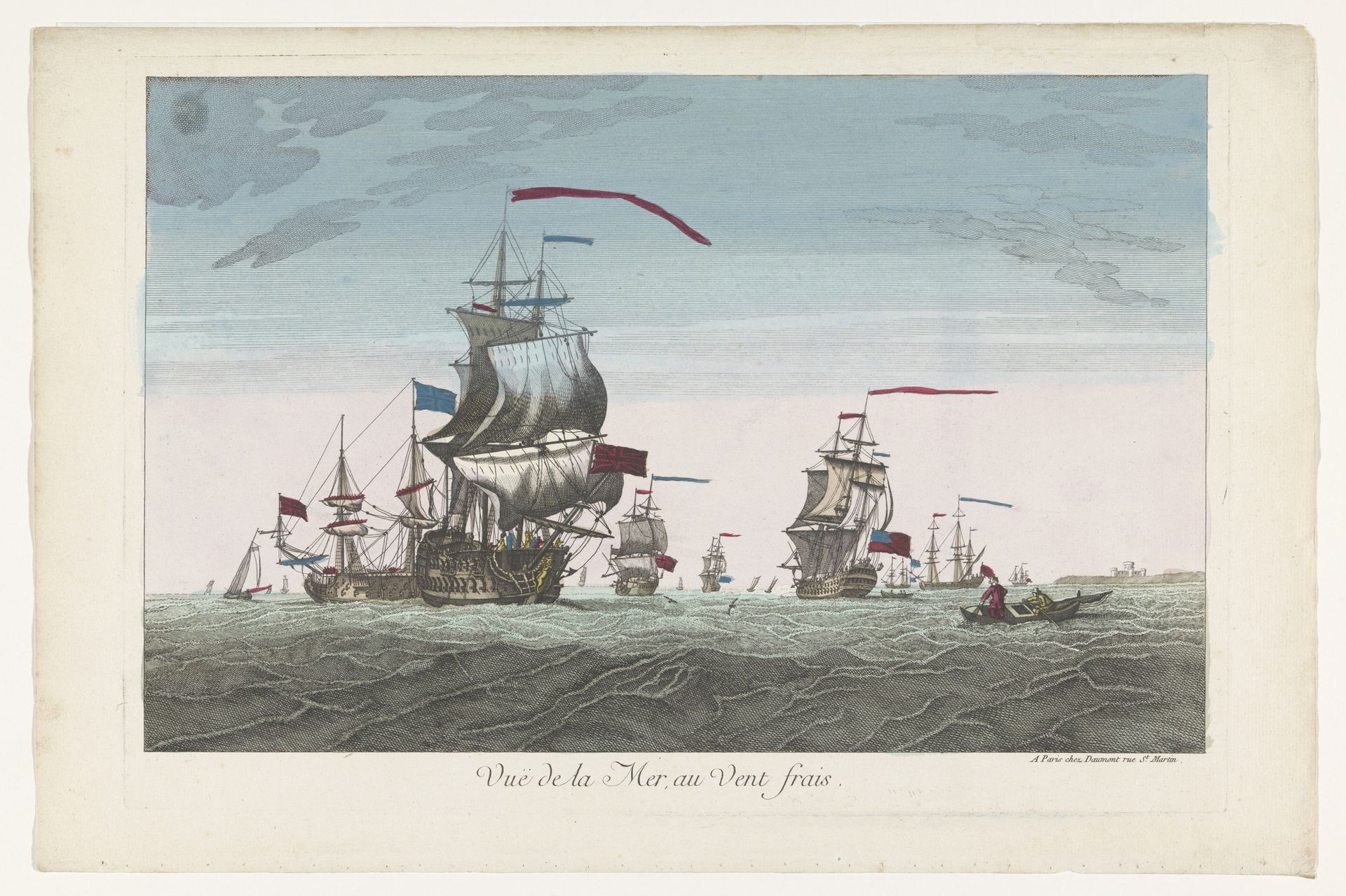 Zeegezicht met schepen en boten in de wind by Jean-François Daumont