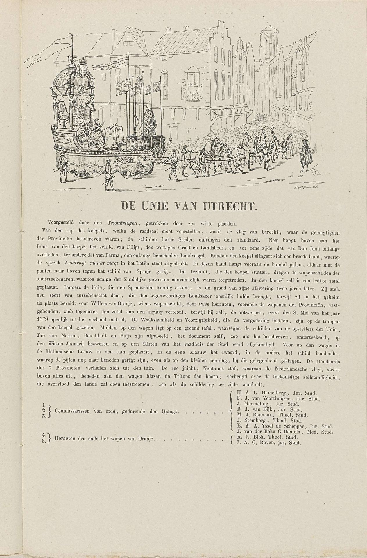 Utrechtse maskerade van 1851: Unie van Utrecht in 1579 by F.W. Boom