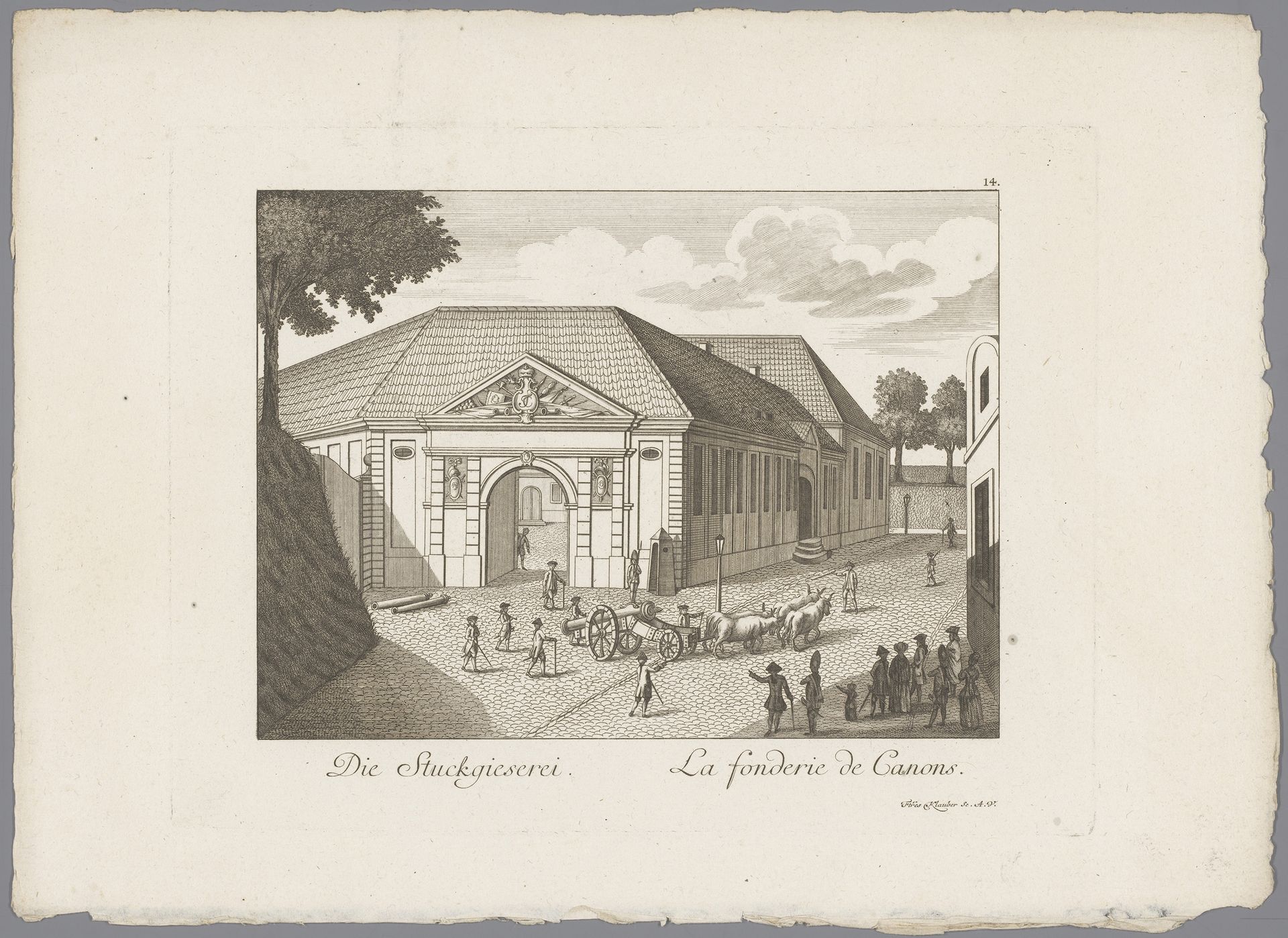 Gezicht op de kanongieterij, te Mannheim by gebroeders Klauber