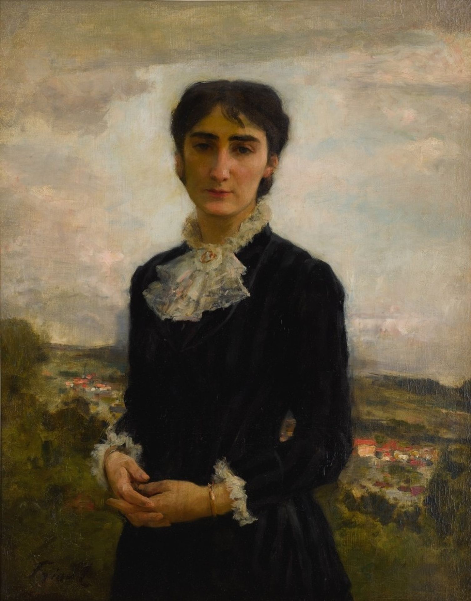 Portrait of young girl by Émile Friant