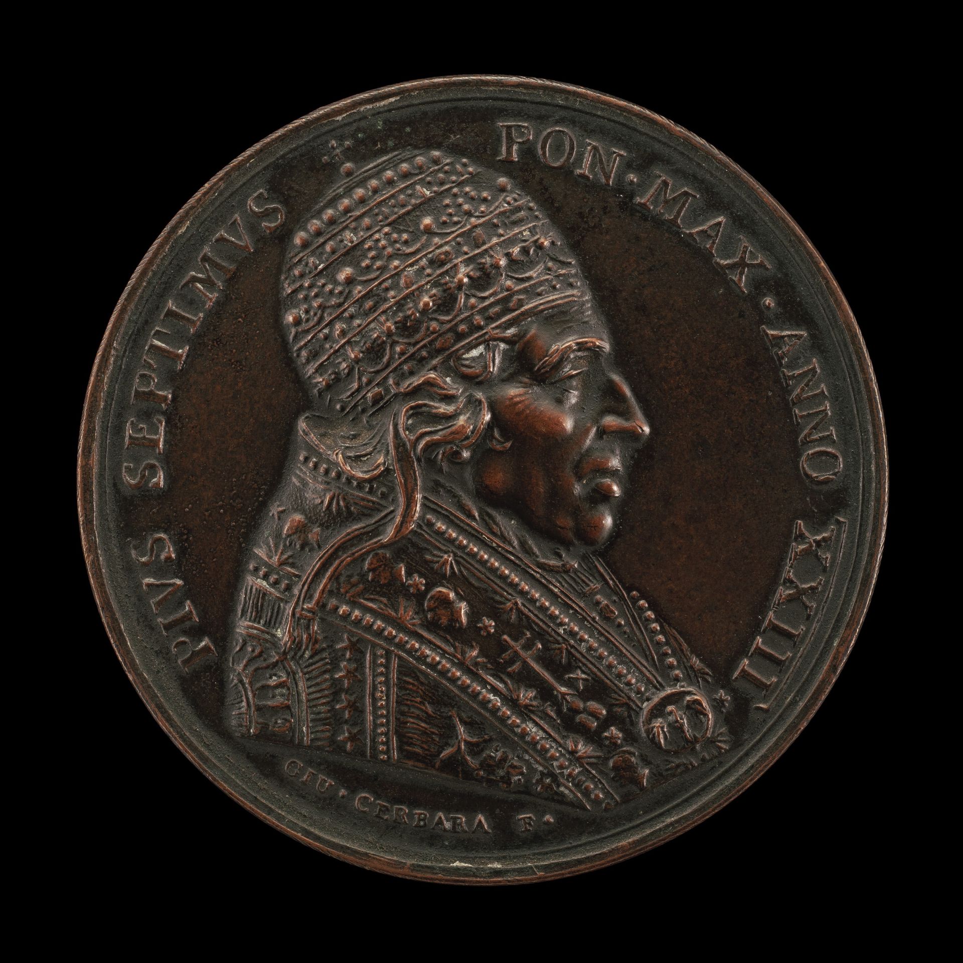 Pius VII (Barnaba Chiaramonti, 1742-1823), Pope 1800 [obverse] by Giuseppe Cerbara