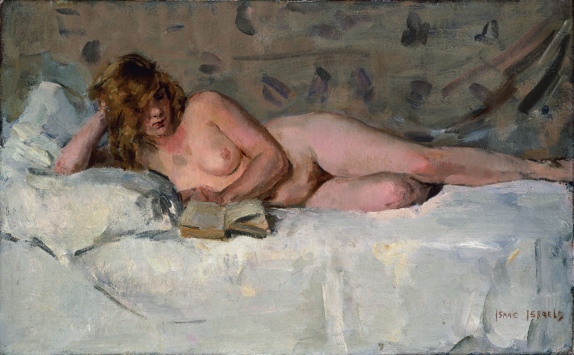 Reclining nude (Sjaantje van Ingen) by Isaac Israels