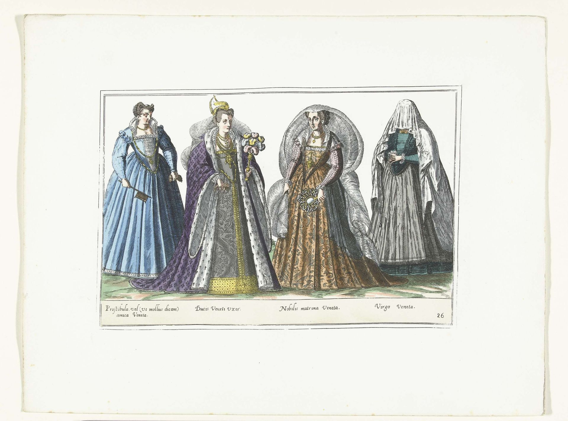 Vier vrouwen gekleed volgens de Venetiaanse mode, ca. 1580 by Anonymous