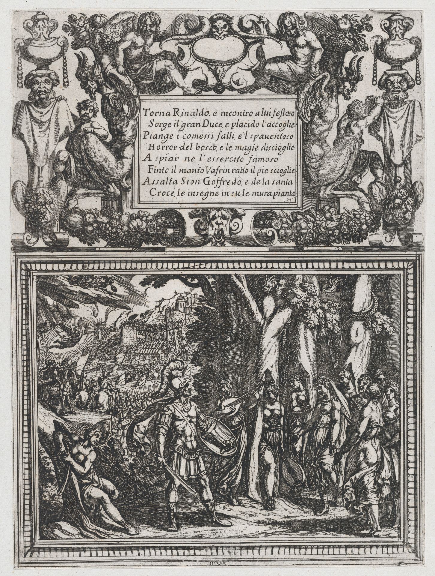 Plate 18: Illustration to Canto XVIII, from Torquato Tasso's 'Gerusalemme liberata III' by Antonio Tempesta