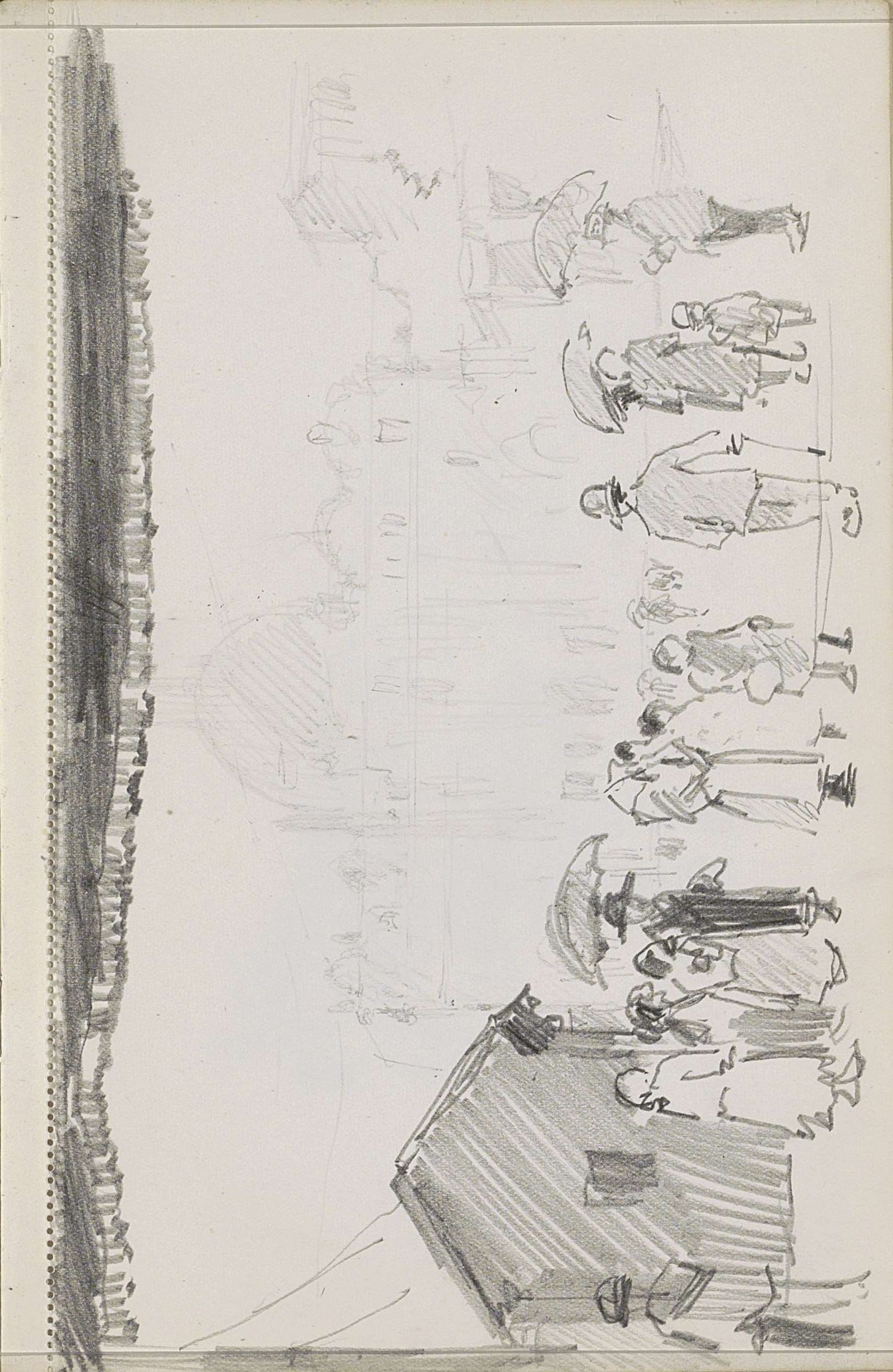 Rij figuren op een plein by Cornelis Vreedenburgh
