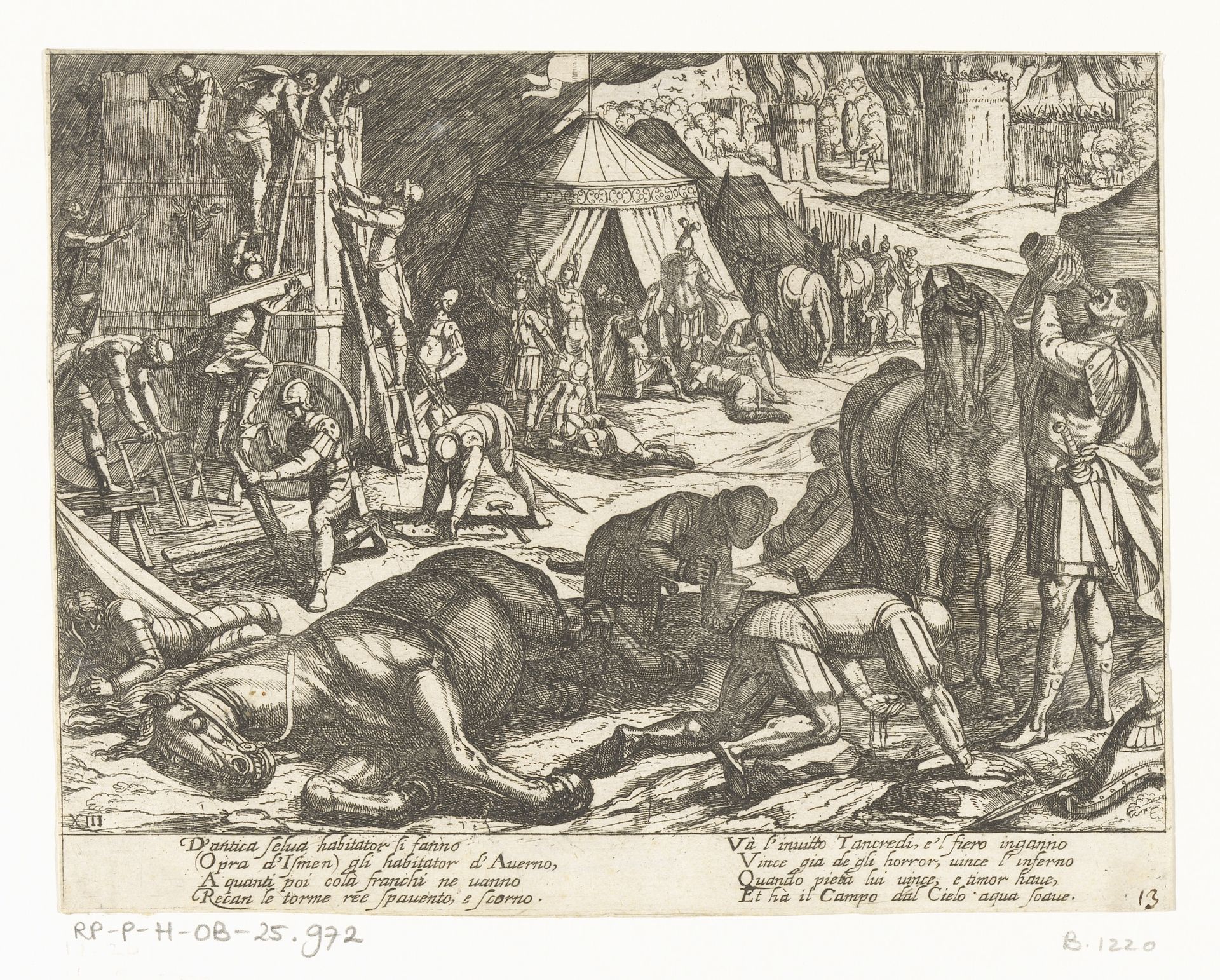 Illustratie bij Canto XIII van Tasso's 'Gerusalemme Liberata' by Antonio Tempesta