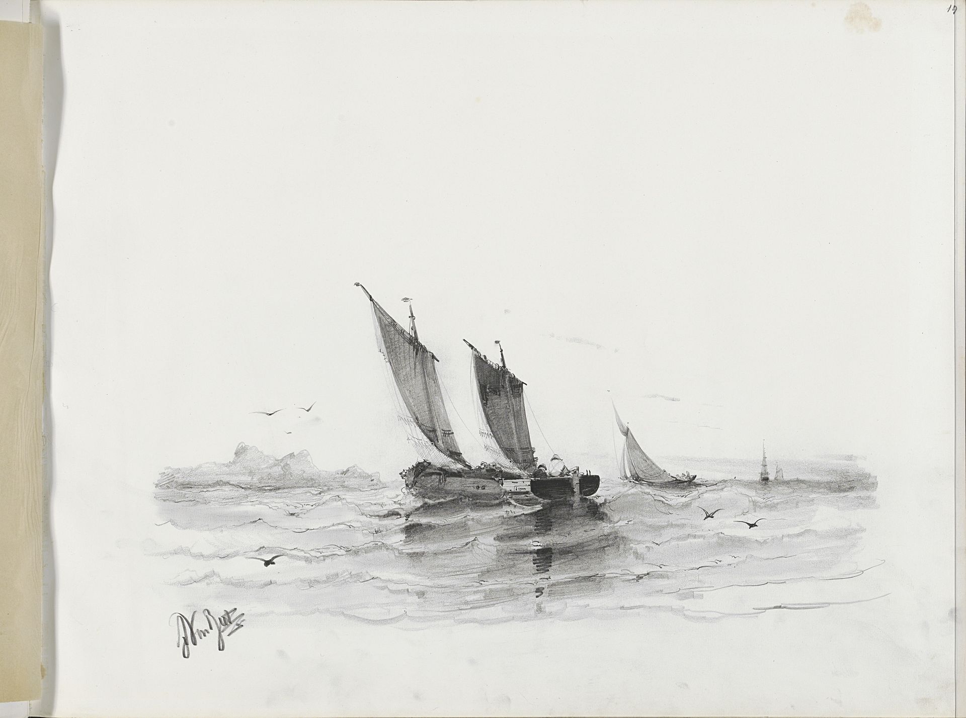 Vissersboten op het water by Albertus van Beest