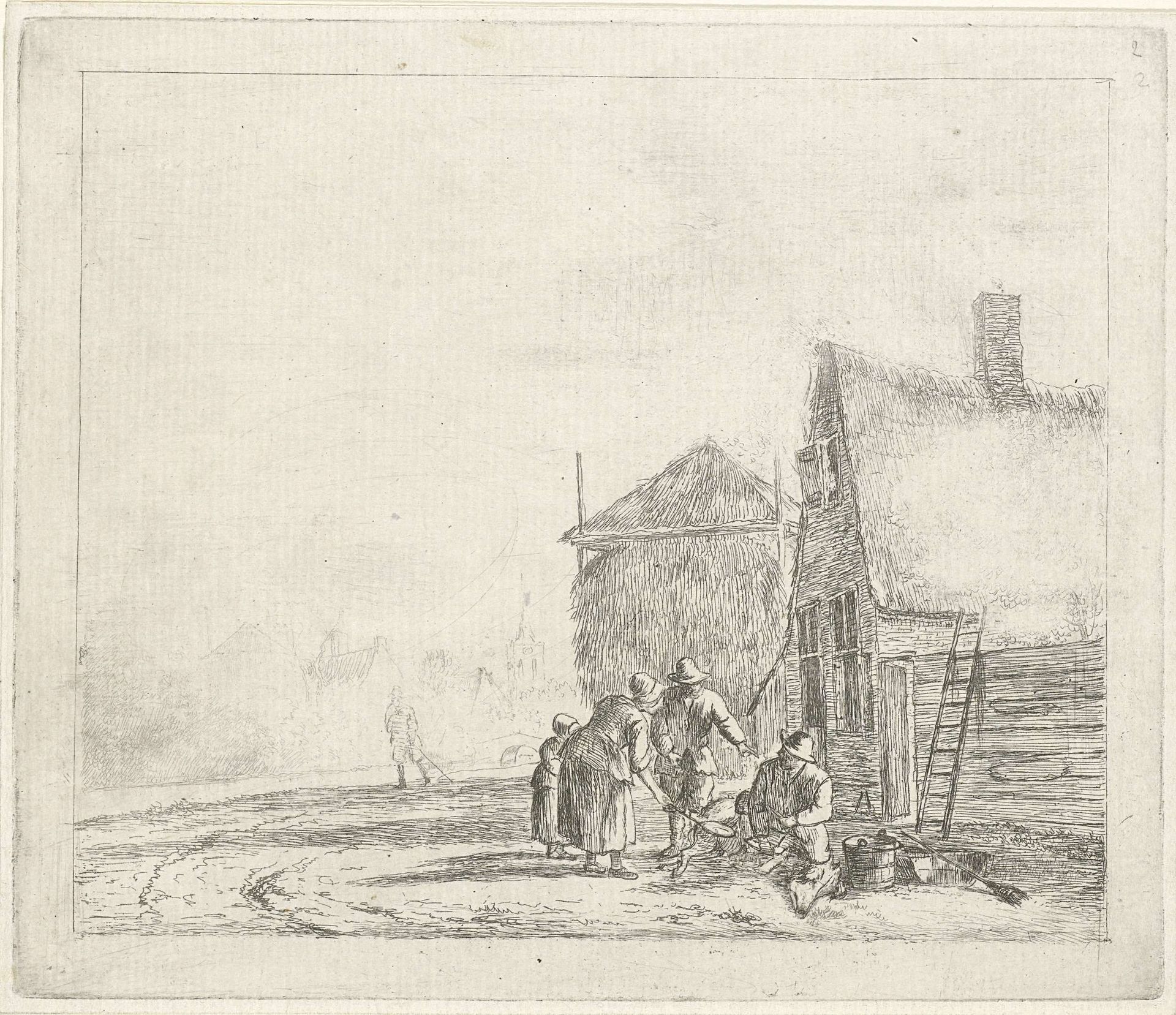 Landschap met boerderij en hooischuur by Johannes Janson