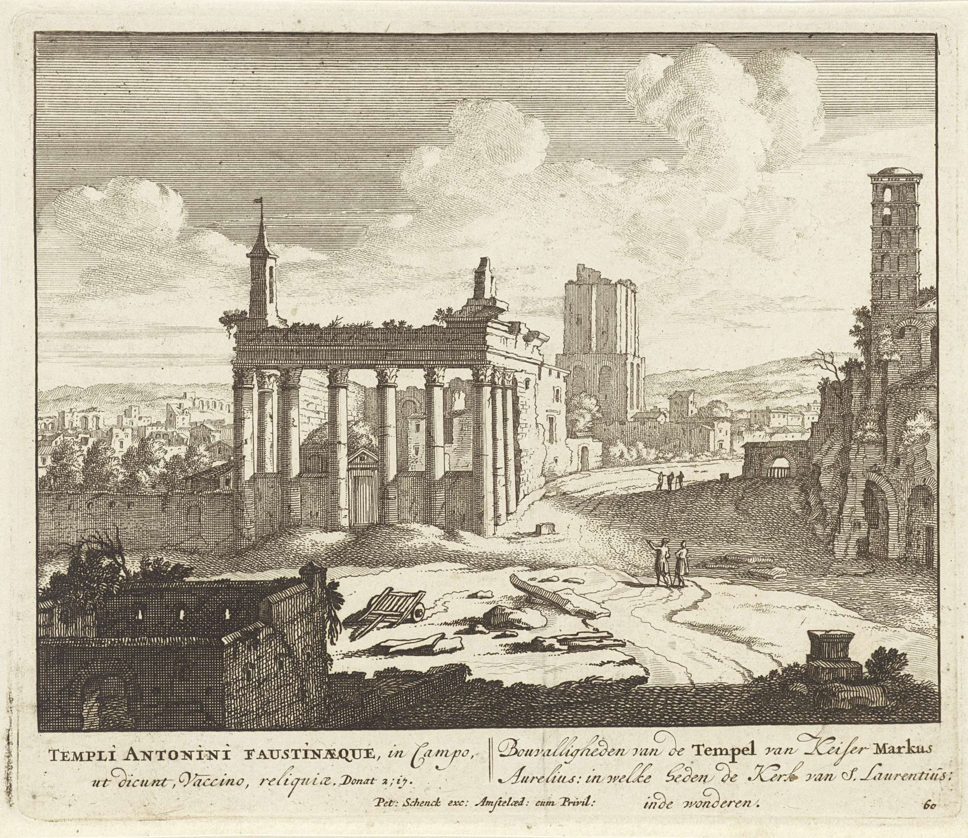 Ruïne van de tempel van Marcus Aurelius te Rome by Anonymous