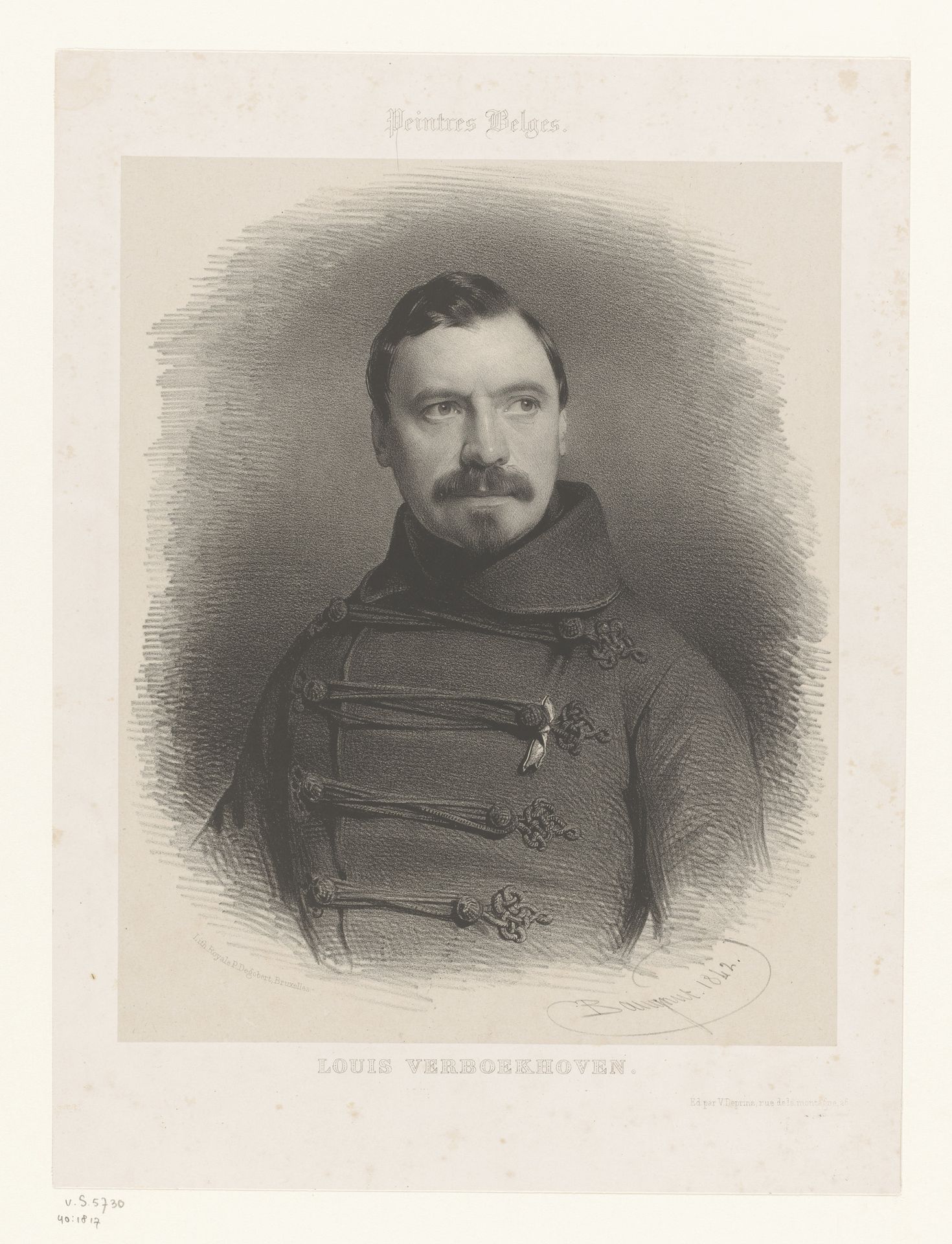Portret van Charles Louis Verboeckhoven by Charles Baugniet