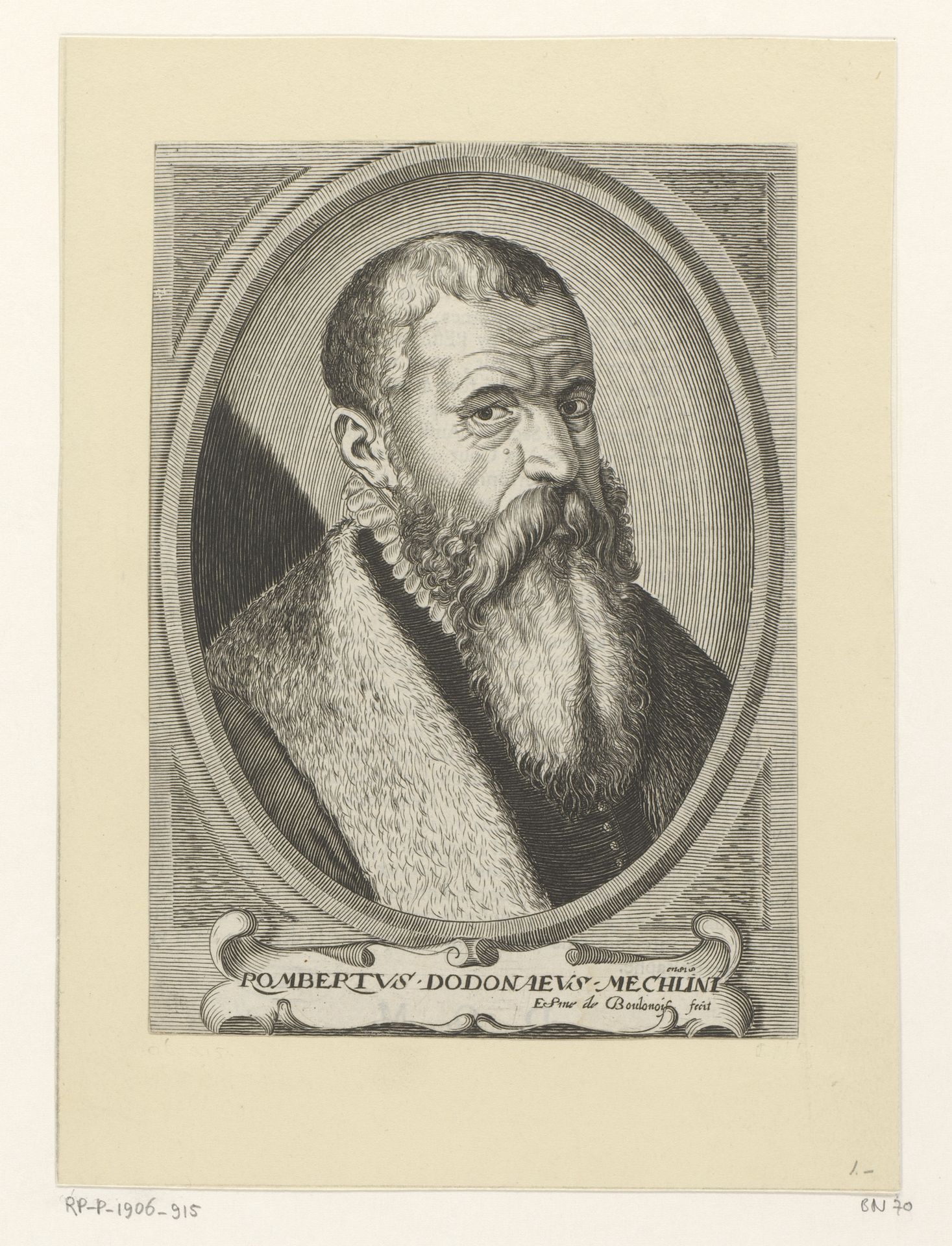 Portret van Rembertus Dodonaeus by Edme de Boulonois