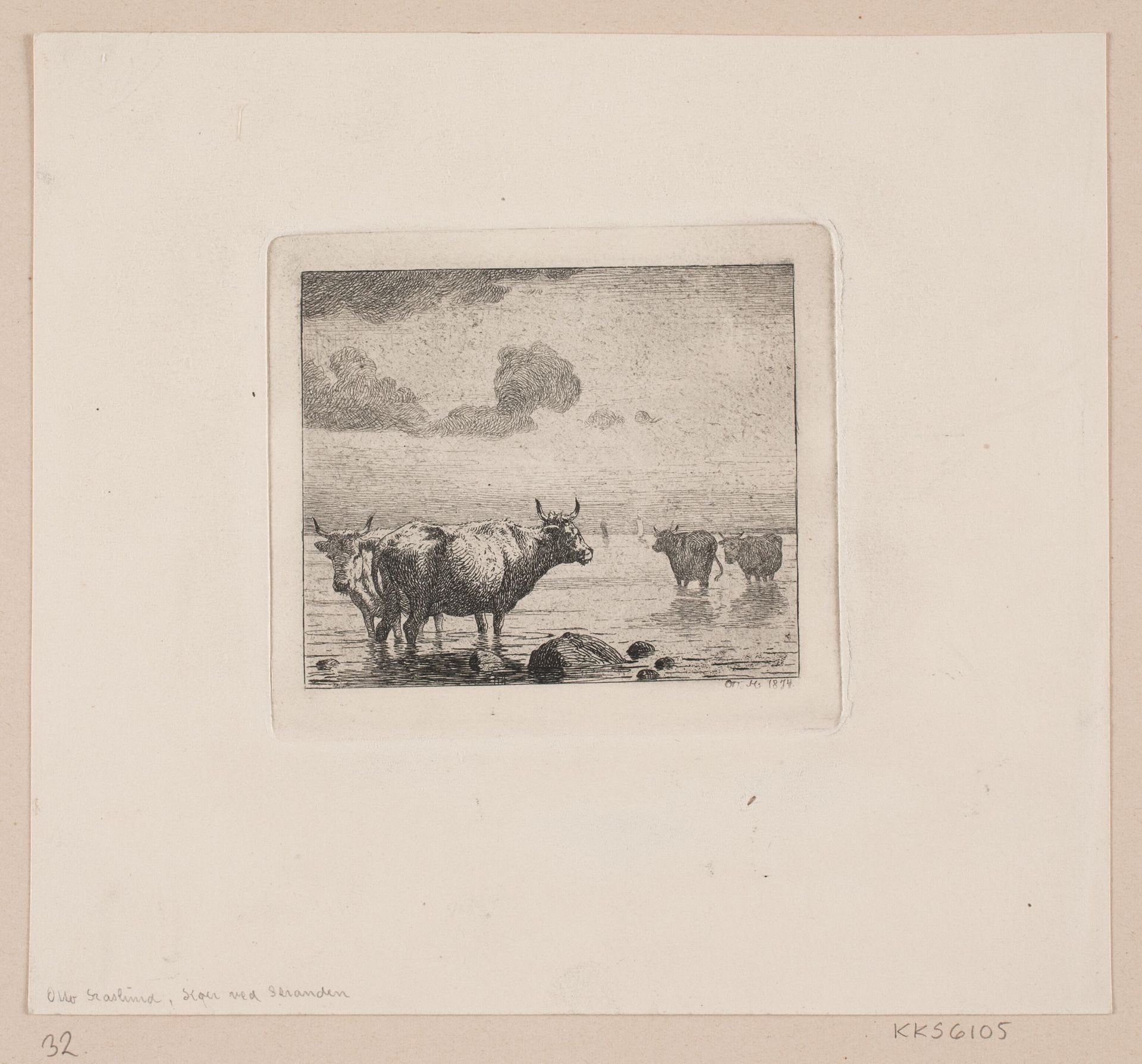 Køer ved stranden by Otto Haslund