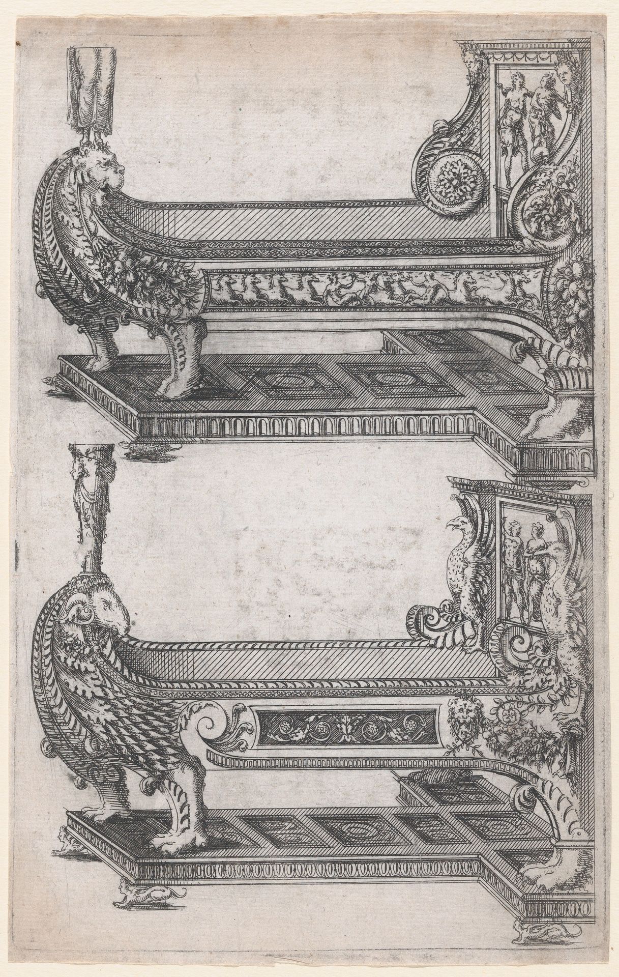Designs for Two Beds by Jacques Androuet Du Cerceau