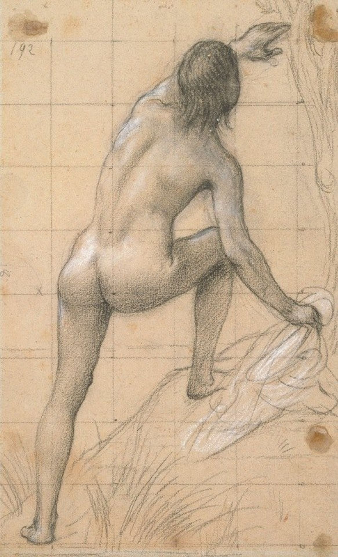 Figure nue de dos, bras gauche tendu vers le haut by Pierre Puvis de Chavannes